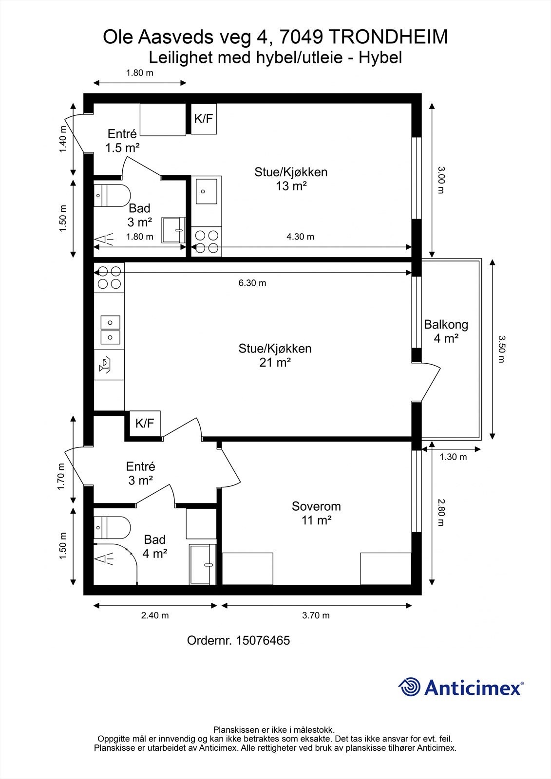 Plantegning- Leilighet med hybelutleie Galleribilde