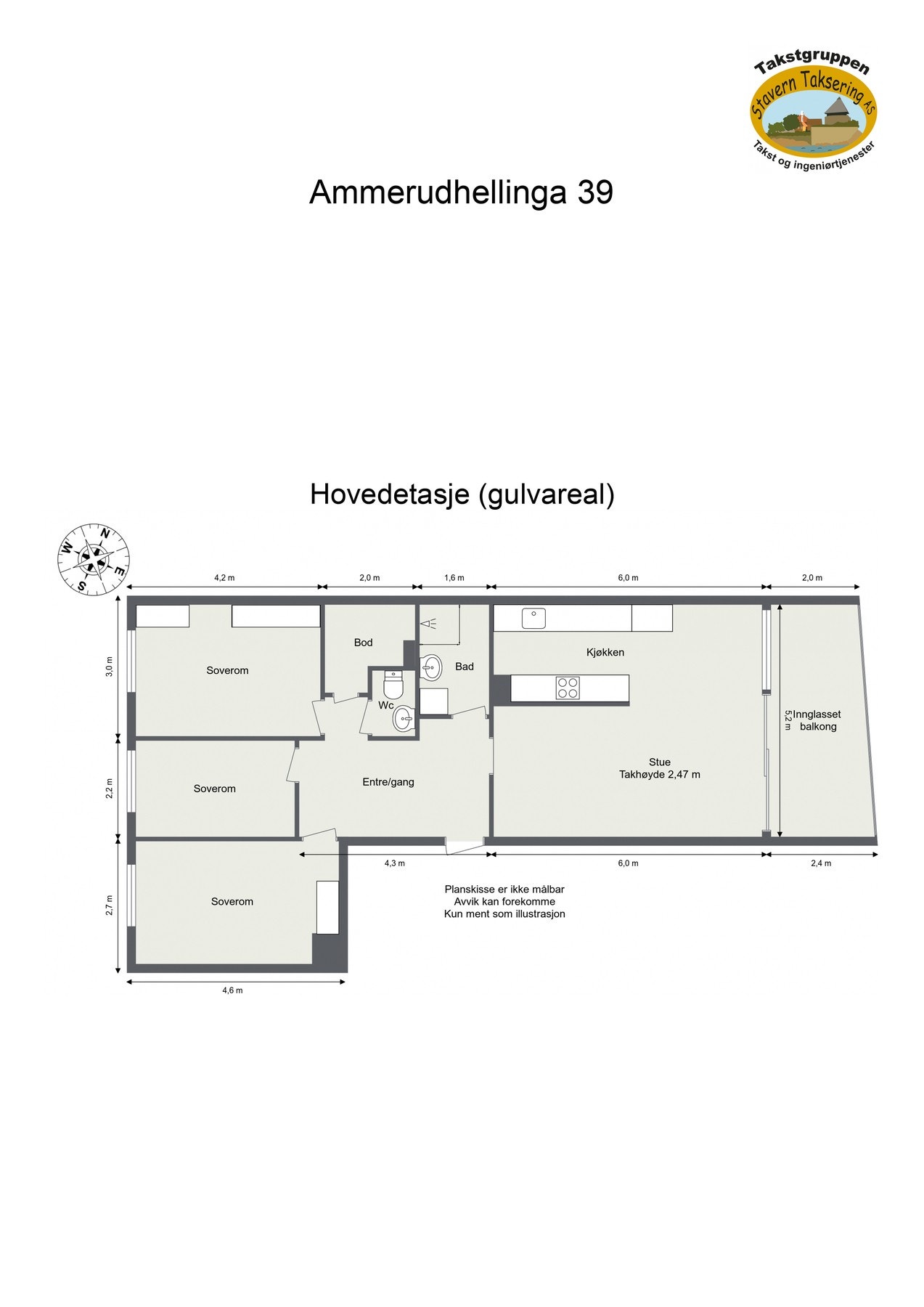 Målsatt plantegning. Galleribilde