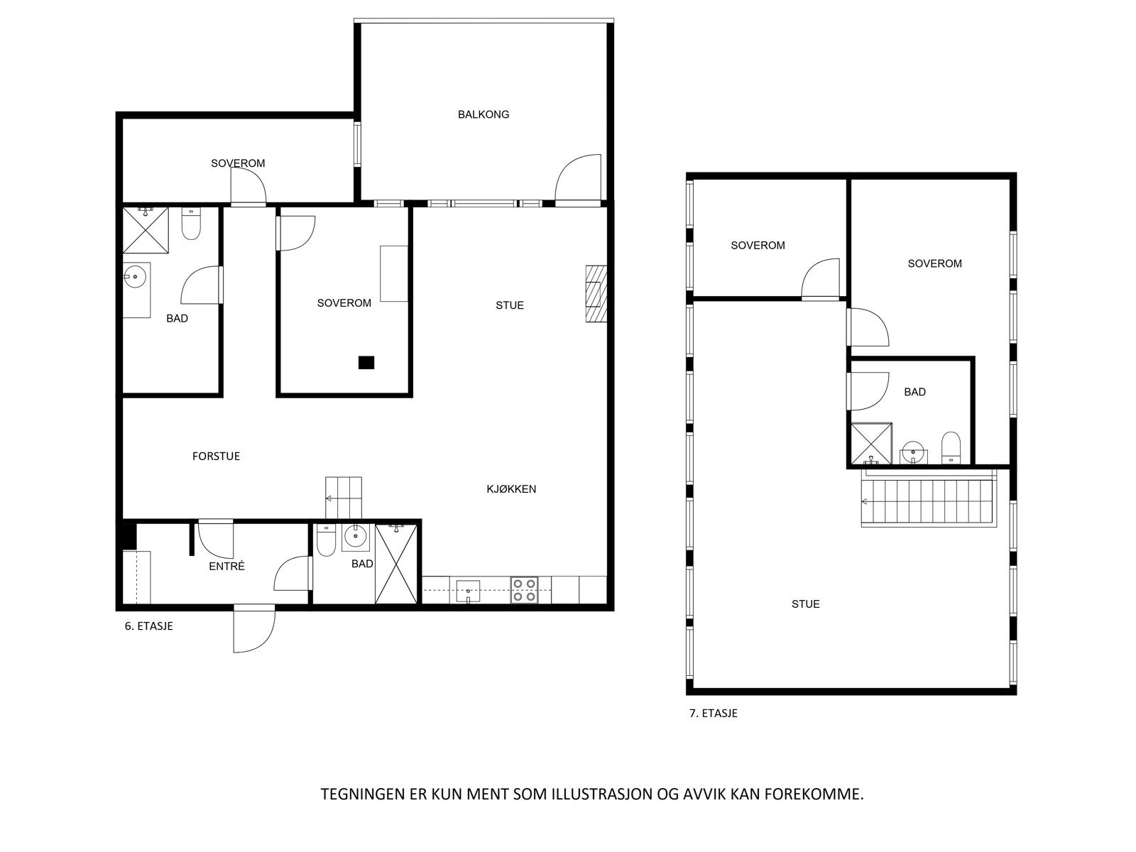 Plantegning - begge leilighetsplan Galleribilde