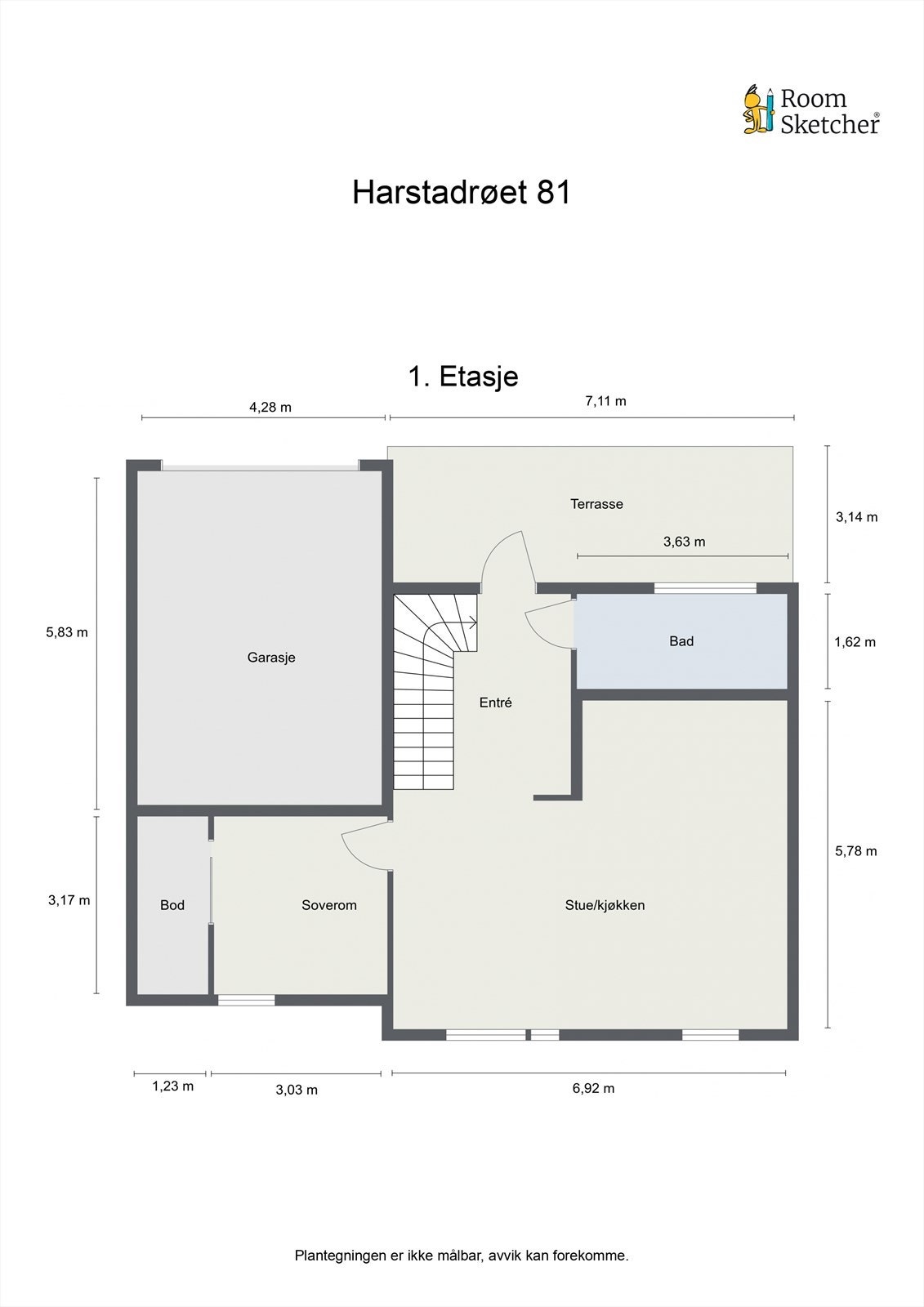 Plantegning - Harstadrøet 81 - 1. etasje Galleribilde