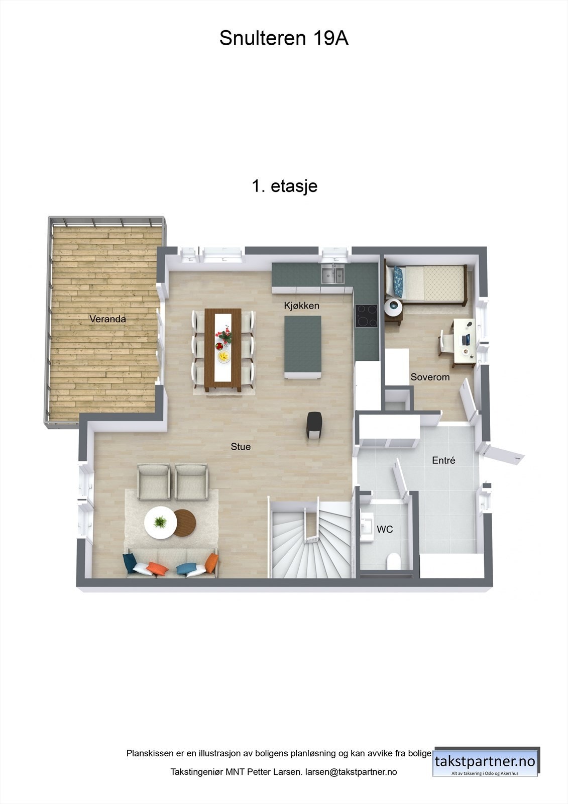 Boligen har en god og familievennlig planløsning over to plan. Tomannsboligen er planlagt seksjonert og det forutsettes at søknad om seksjonering blir godkjent og gjennomført innen overtakelse. Galleribilde