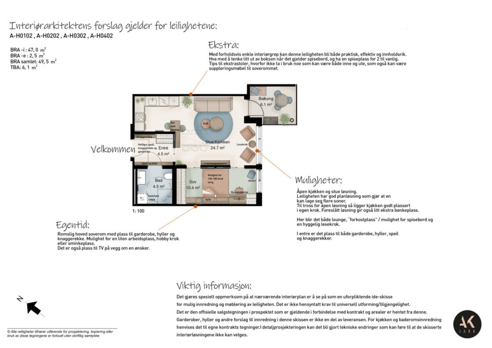 Hvordan ville du ha innredet leiligheten din?
Interiørarkitekten har kommet med forslag for møblering av A102. Galleribilde
