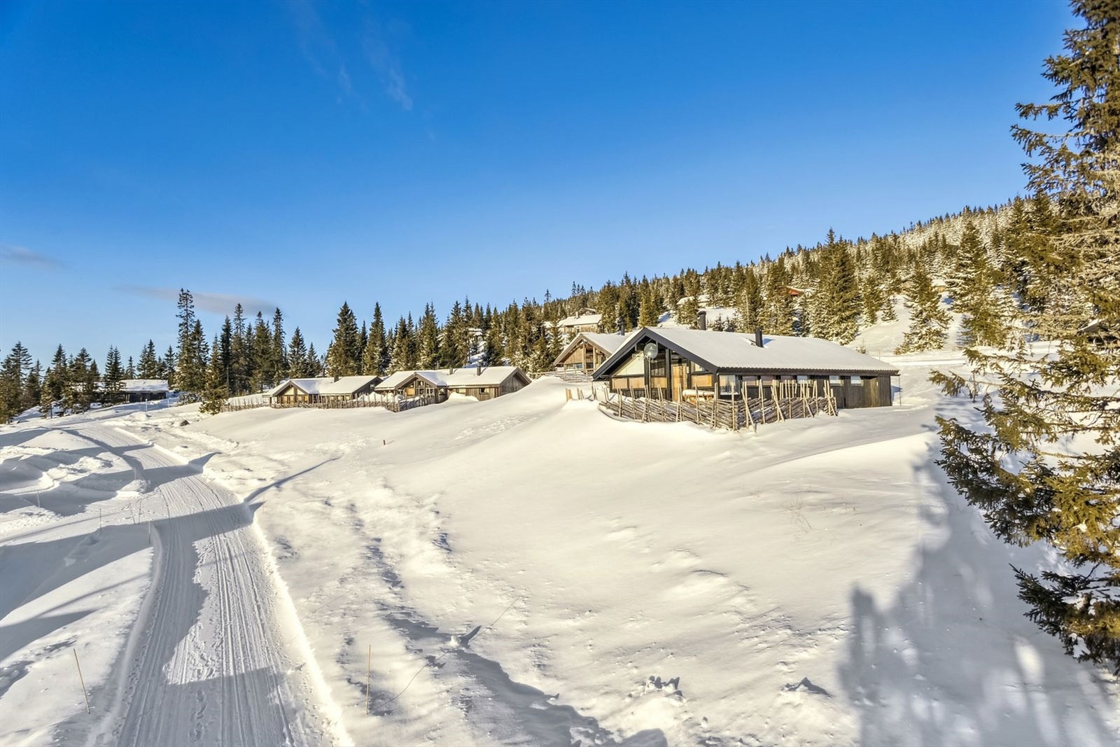 Langrennsløype rett utenfor hytta. Galleribilde