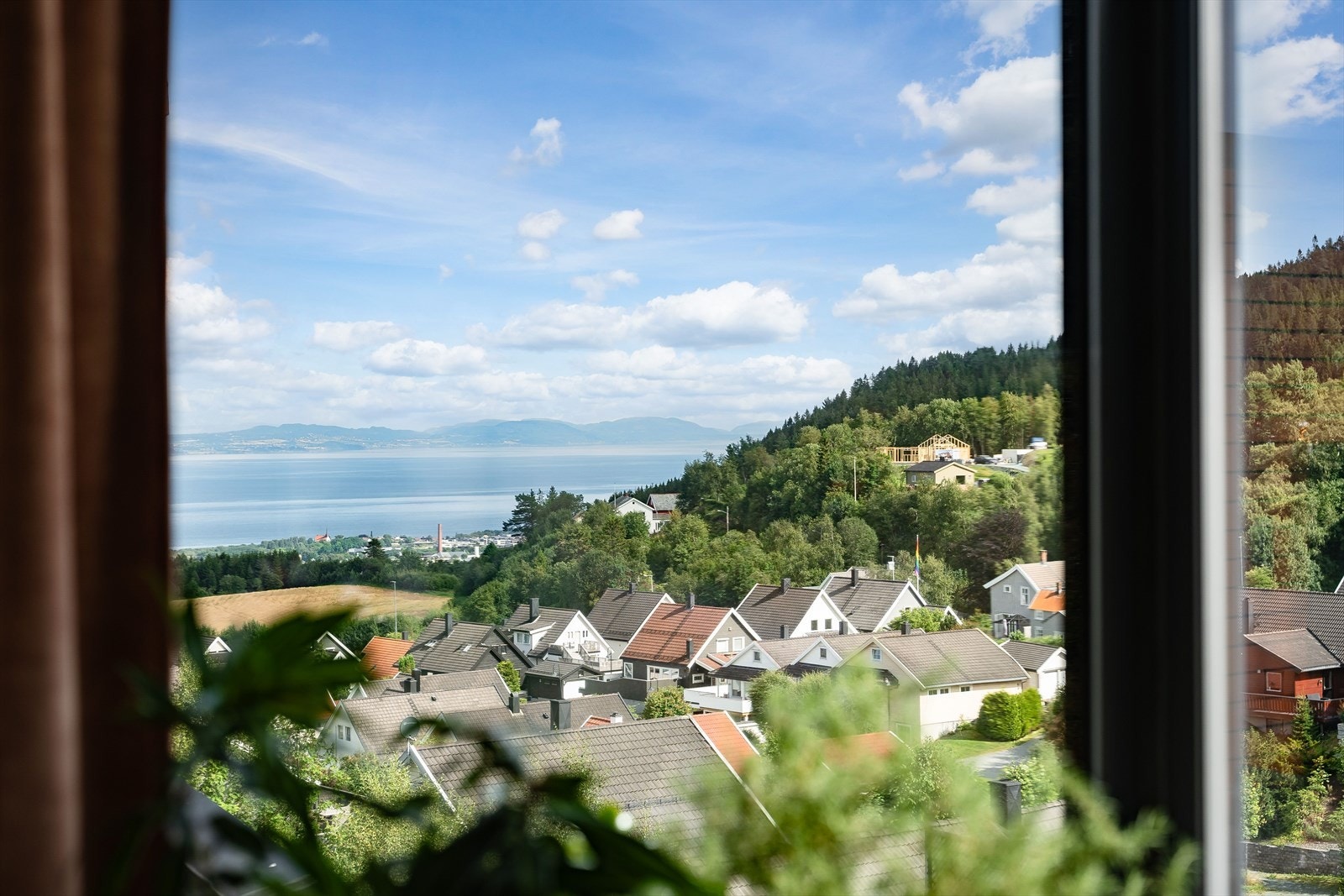 Vakre omgivelser med fjorden og grønne åser som bakteppe. Galleribilde