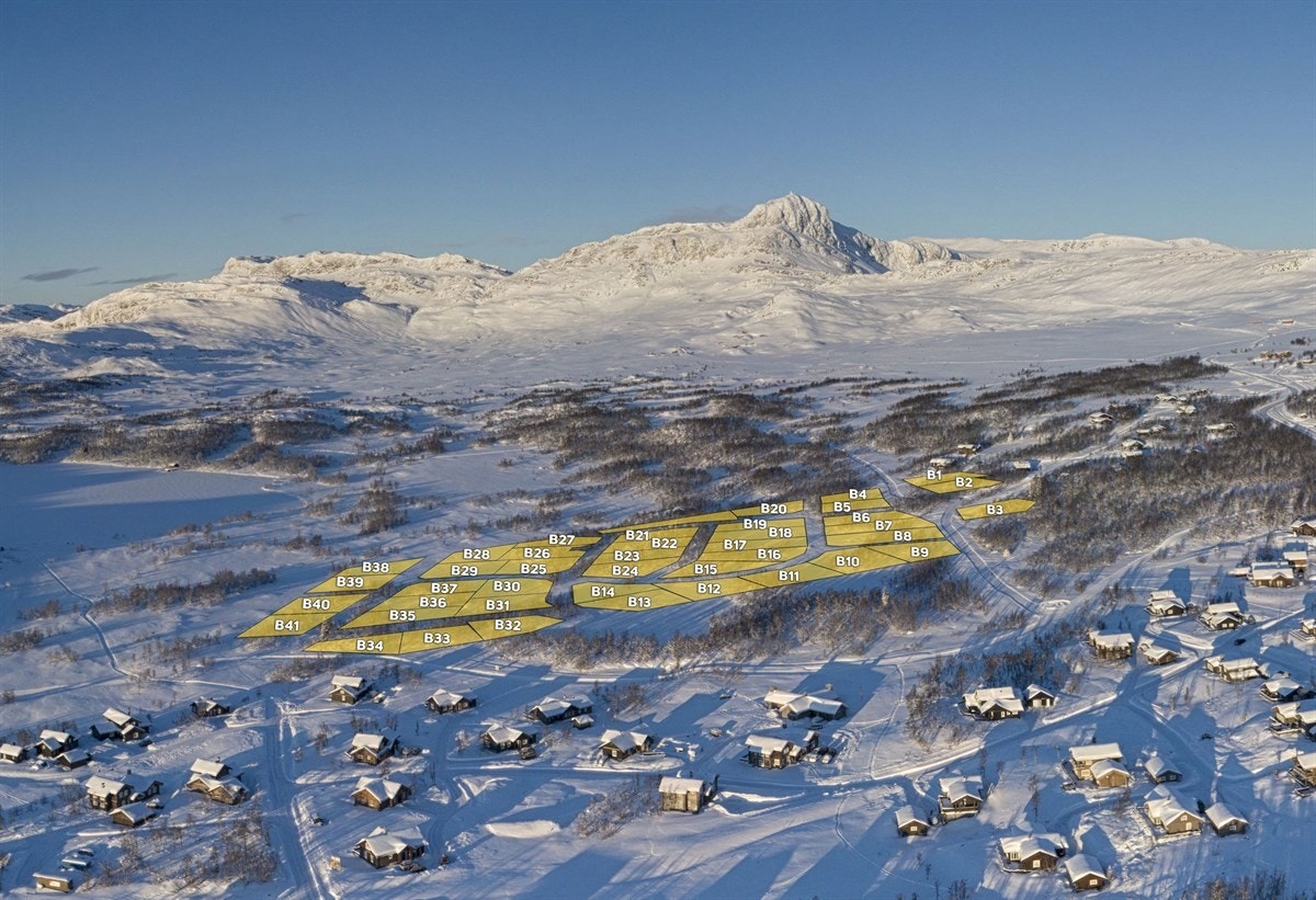 Cirka tomteplasseing. Nå er det kun 2 tomter igjen! Galleribilde