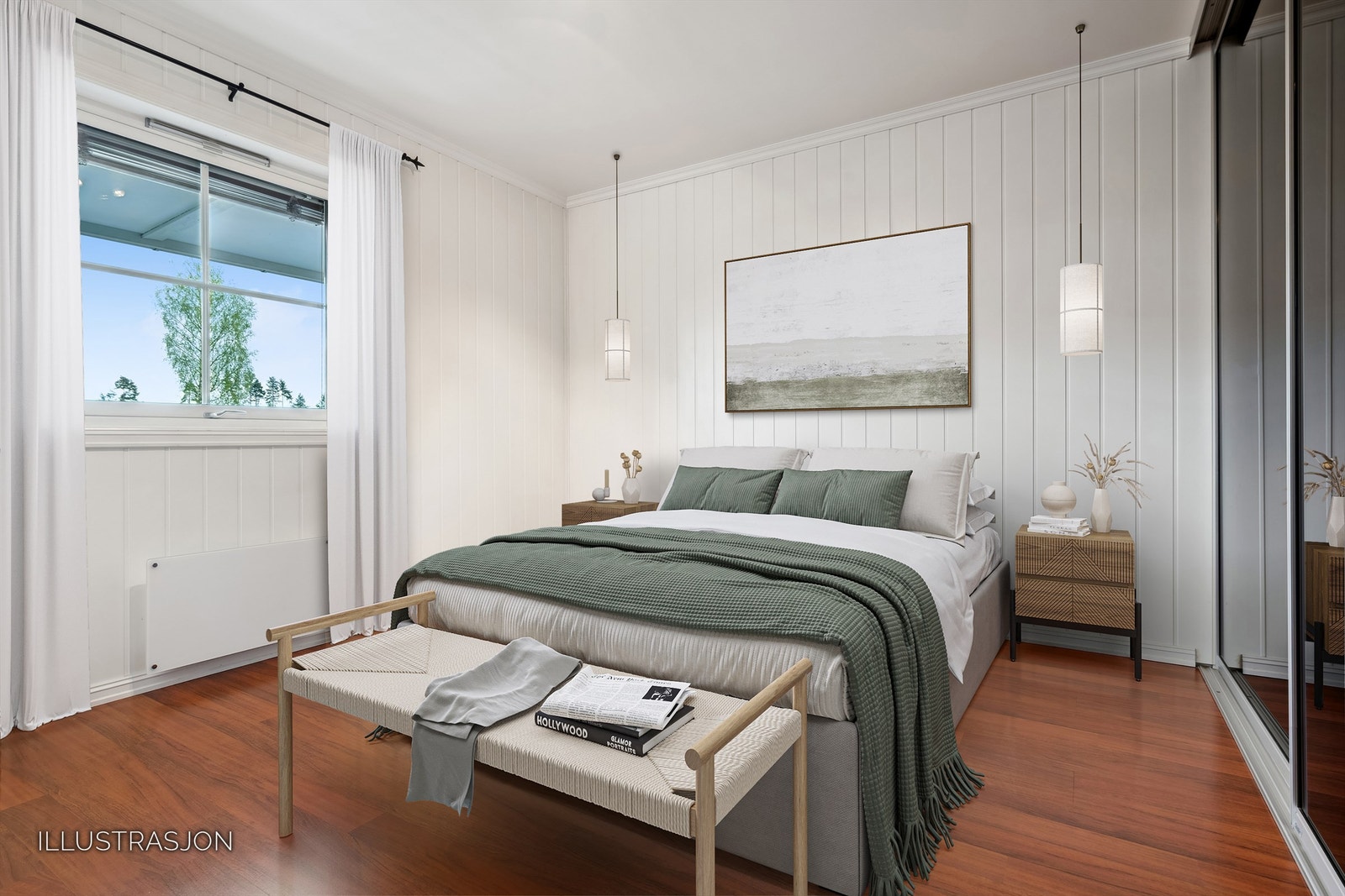 Lyst og fint soverom i god størrelse (Digital stylet foto) Galleribilde