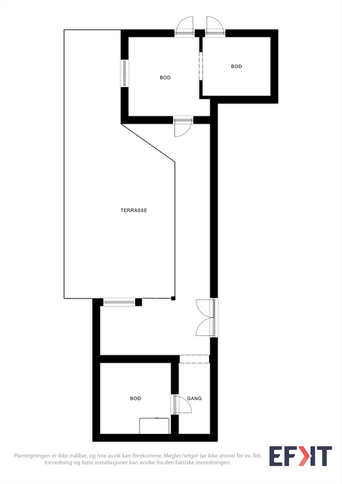 Boligen har godt med boder med inngang fra hagen på baksiden av huset. Galleribilde