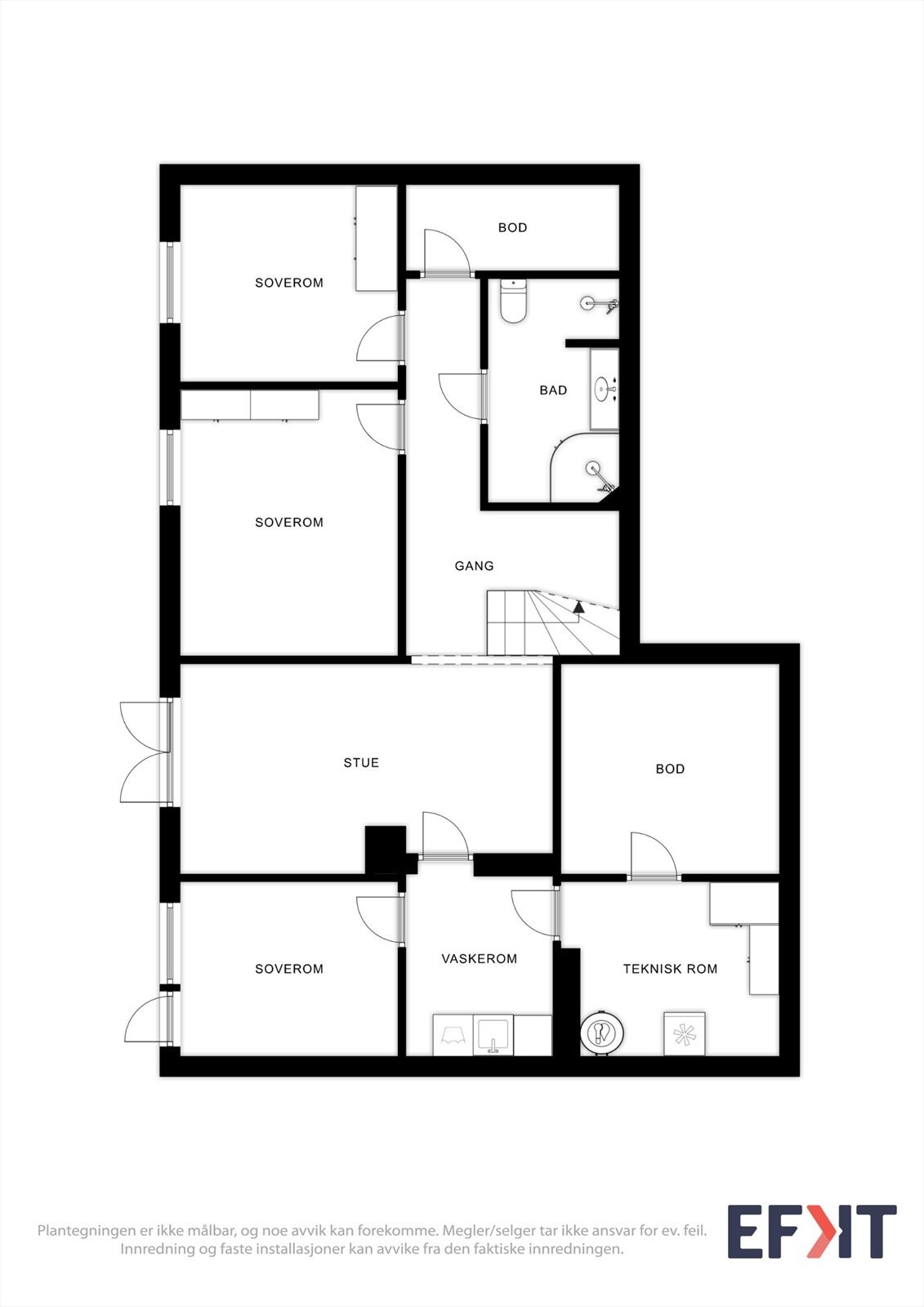 Underetasjen er innholdsrik og romslig. Rommet innenfor vaskerommet er ikke godkjent til varig opphold. Galleribilde
