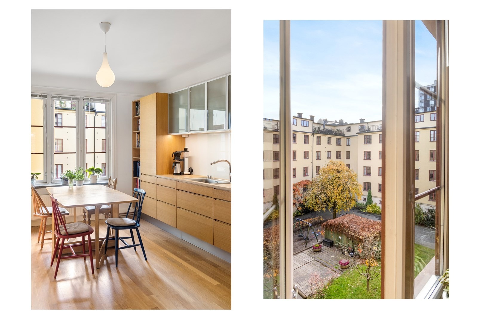 Fra kjøkkenet er det fint utsyn mot den hyggelige bakgården. Galleribilde