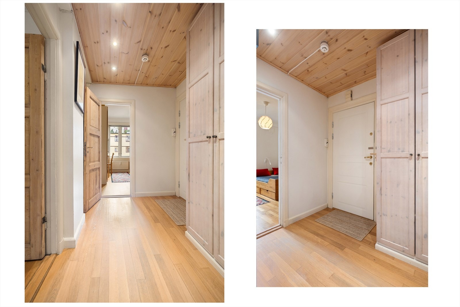 Gangen har en sentral plassering i leiligheten, som sikrer god flyt mellom alle rommene. Galleribilde