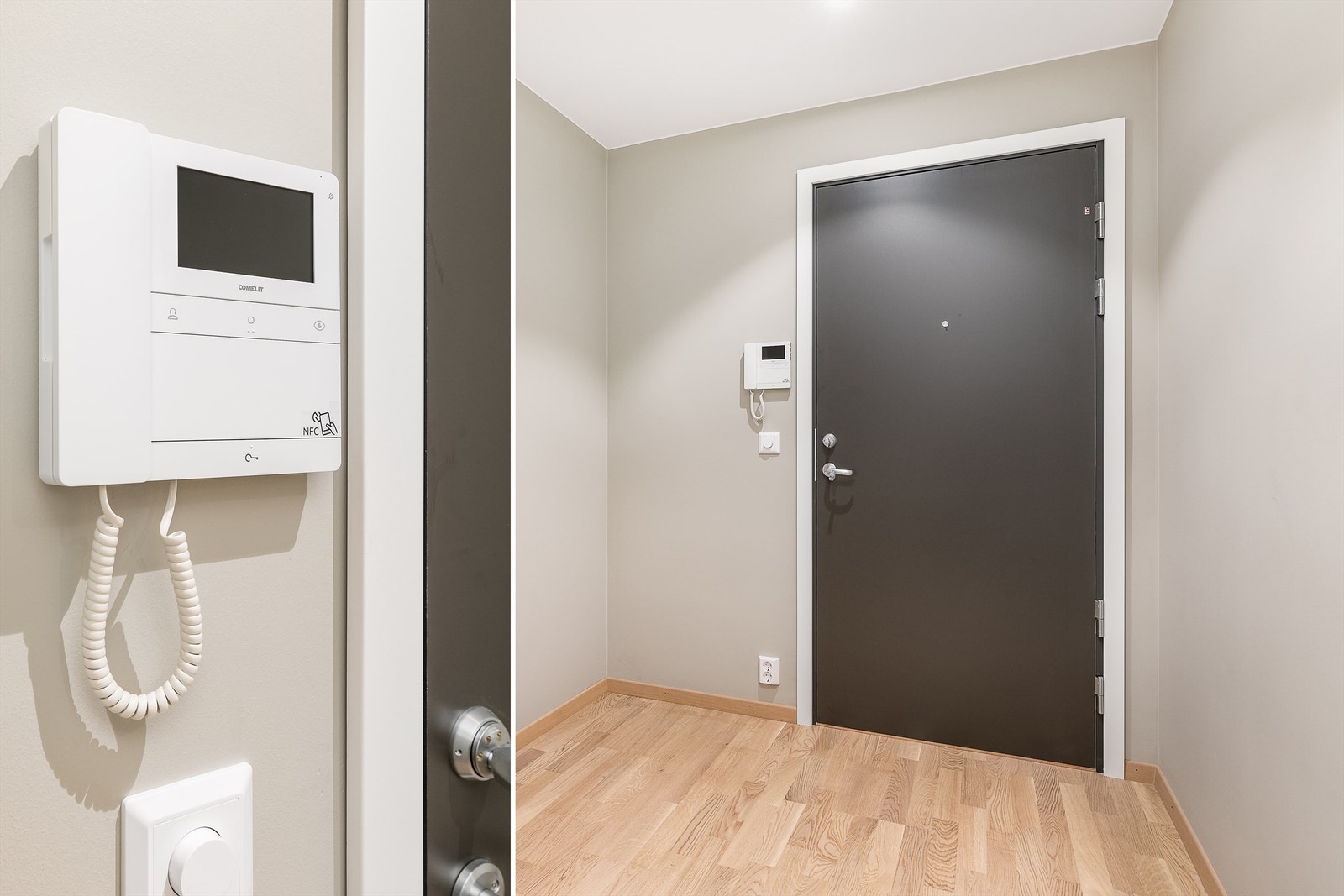 Hovedinngangen har calling-anlegg som betjenes fra entreen. Galleribilde