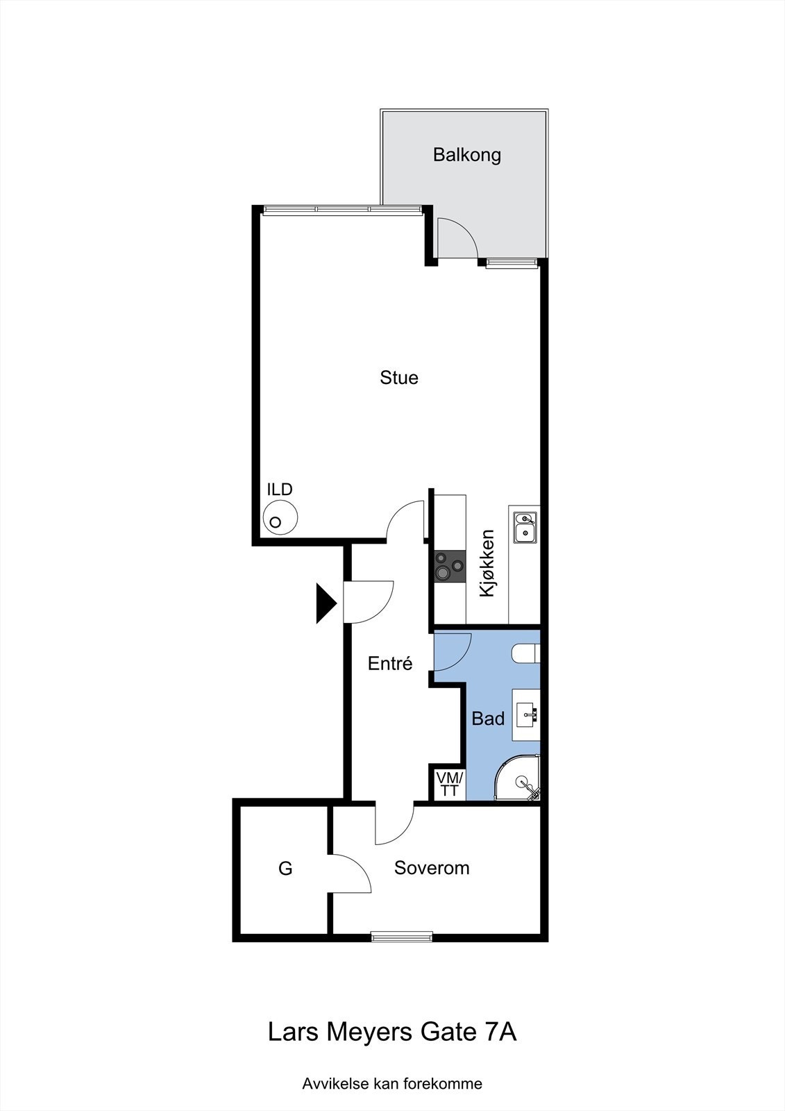 Planskisse over leiligheten. I tillegg benyttes to boder til eget bruk i felles kjeller. Galleribilde