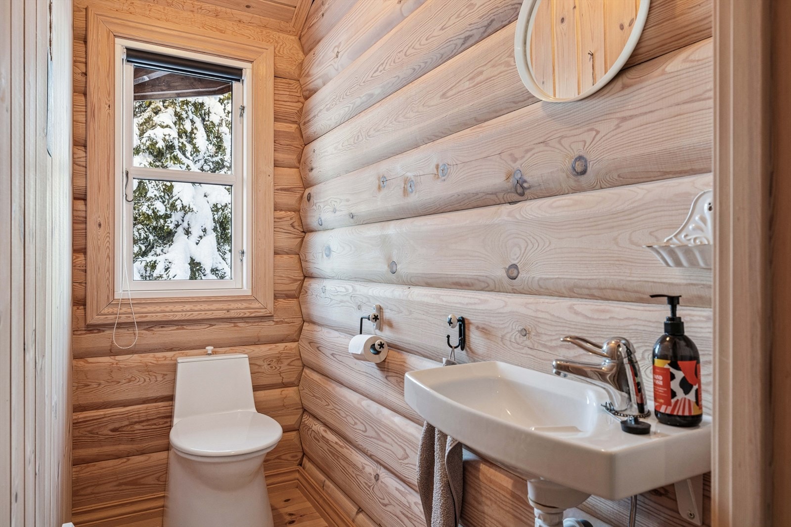 Separat toalett som er utstyrt med servant og biologisk toalett. Galleribilde