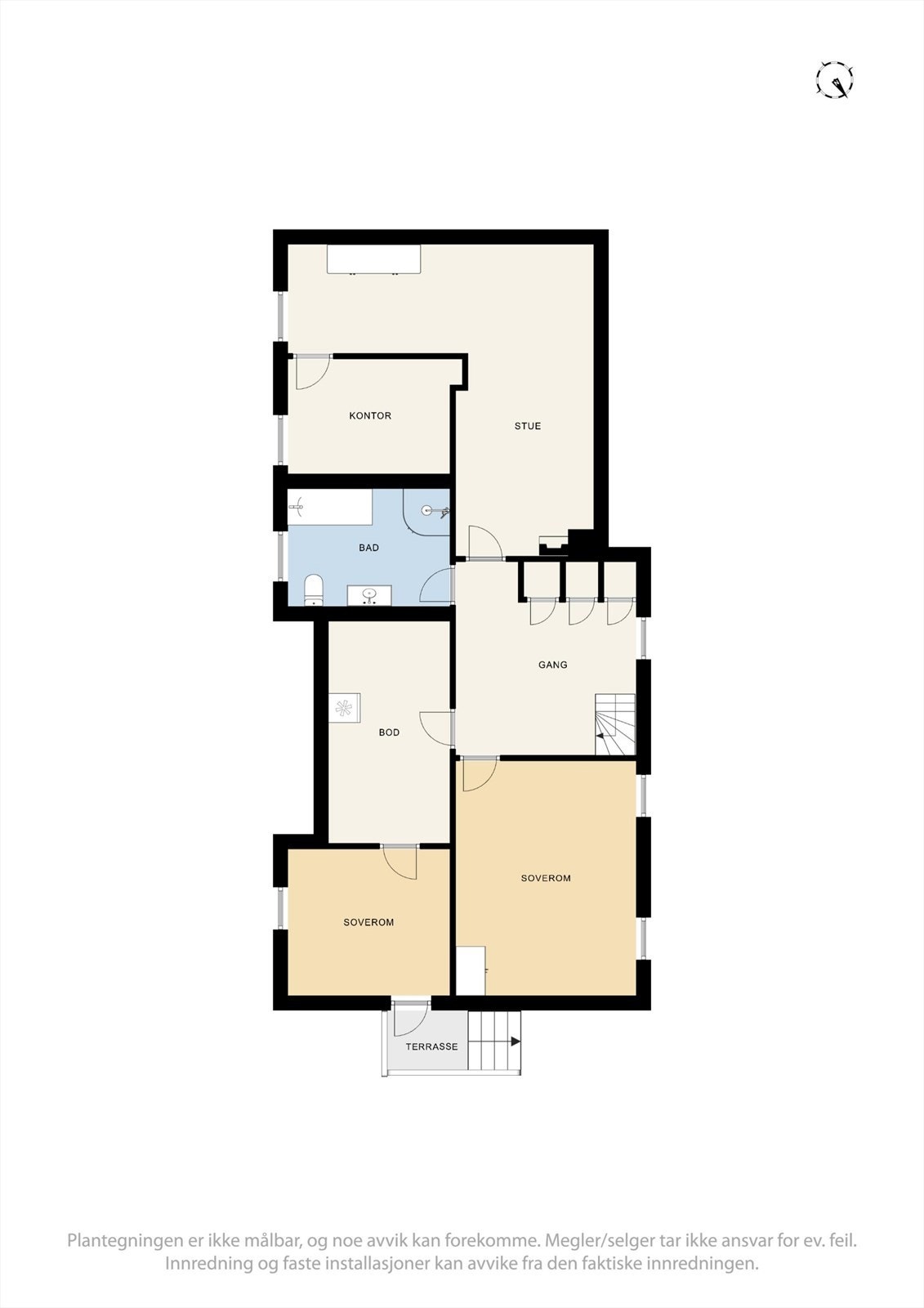 Plantegning kjelleretasje. Det er ikke søkt om bruksendring til varig oppholdsrom. Galleribilde