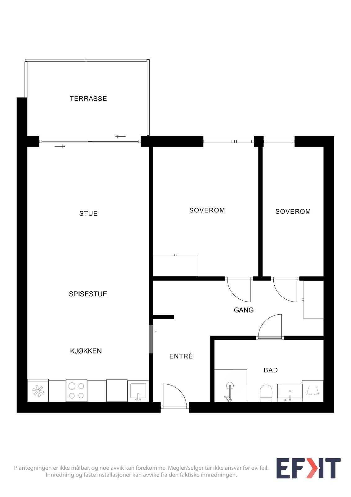 Plantegning leilighet 107. Galleribilde