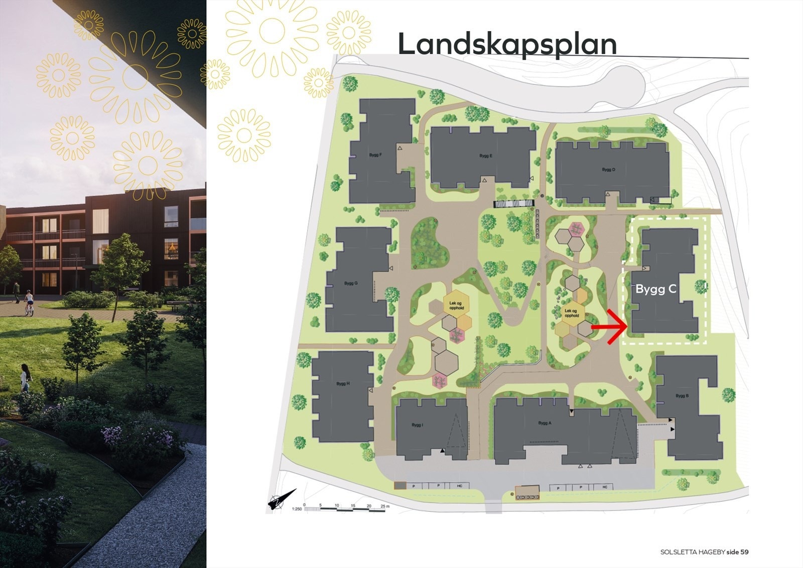Landskapsplan for prosjektet. Galleribilde