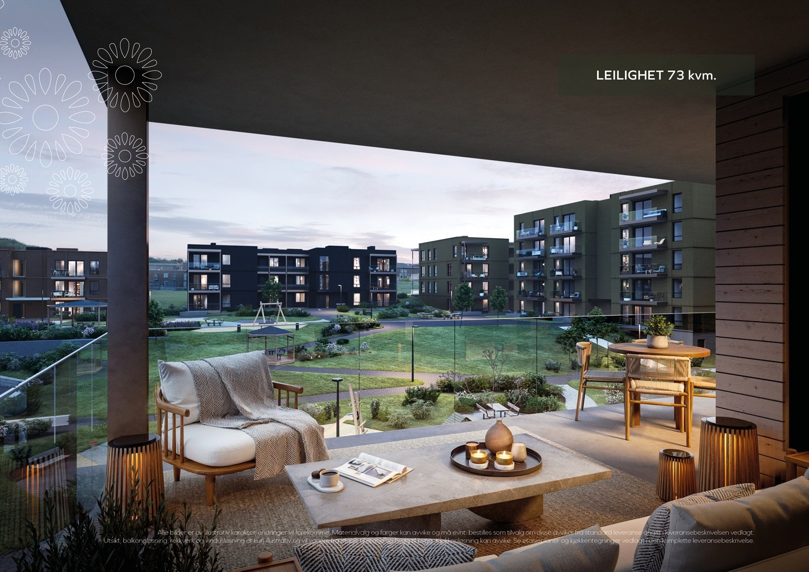 Balkongen er på 20,5m² og blir en herlig forlengelse av stuen på varme sommerdager. Ypperlige solforhold med vending mot sørvest Galleribilde