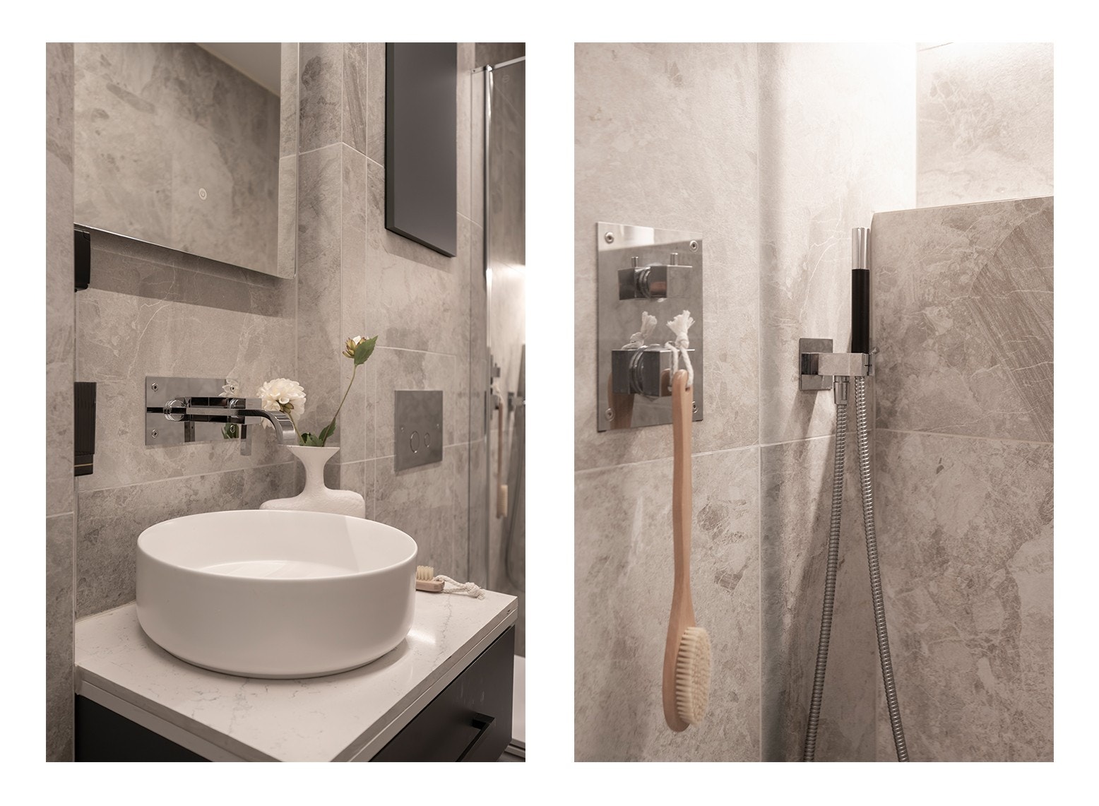 Alle VVS-installasjoner på badet, inkludert rør-i-rør-system, er fra renoveringen i 2023. Galleribilde