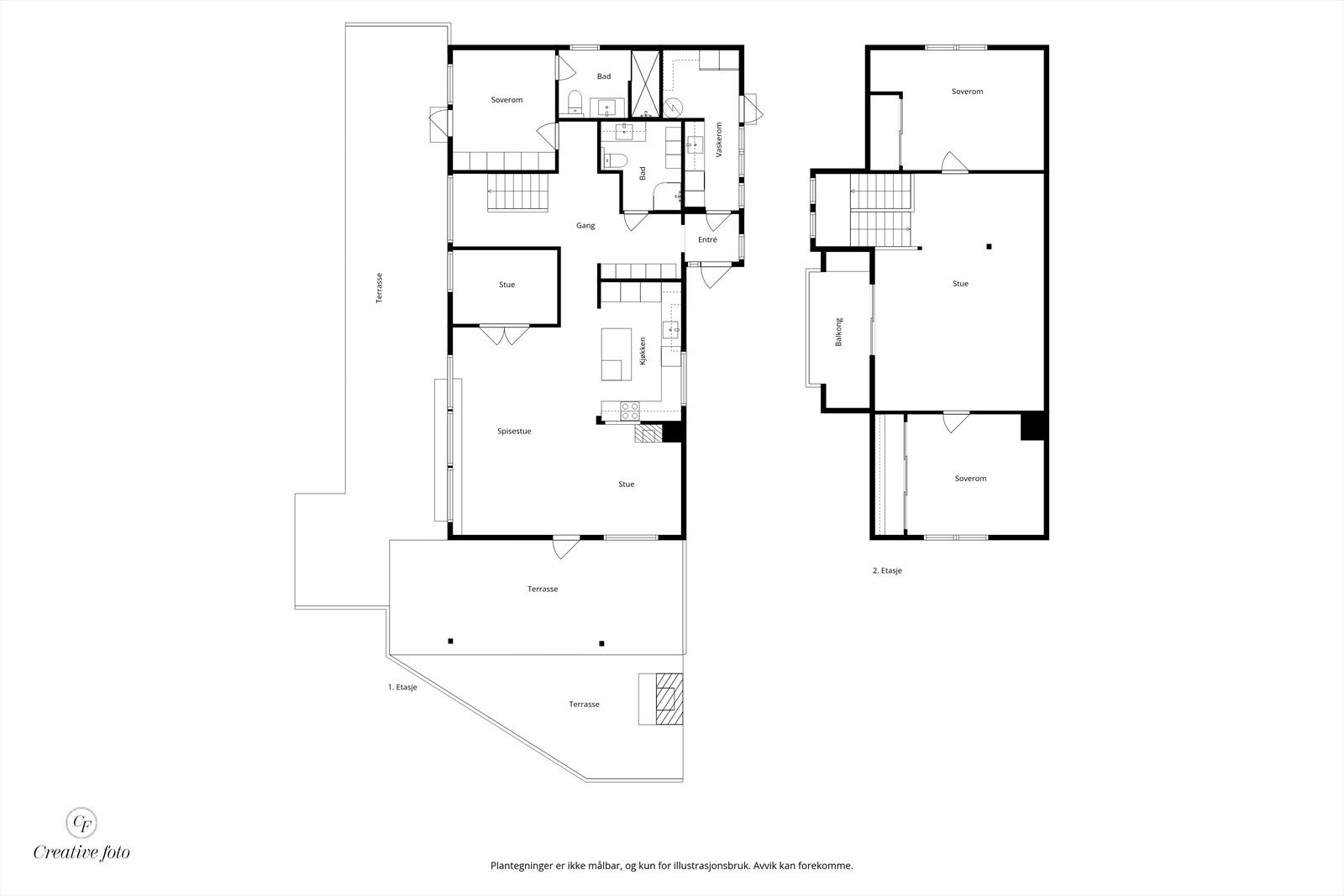 Planløsning for begge etasjer Galleribilde