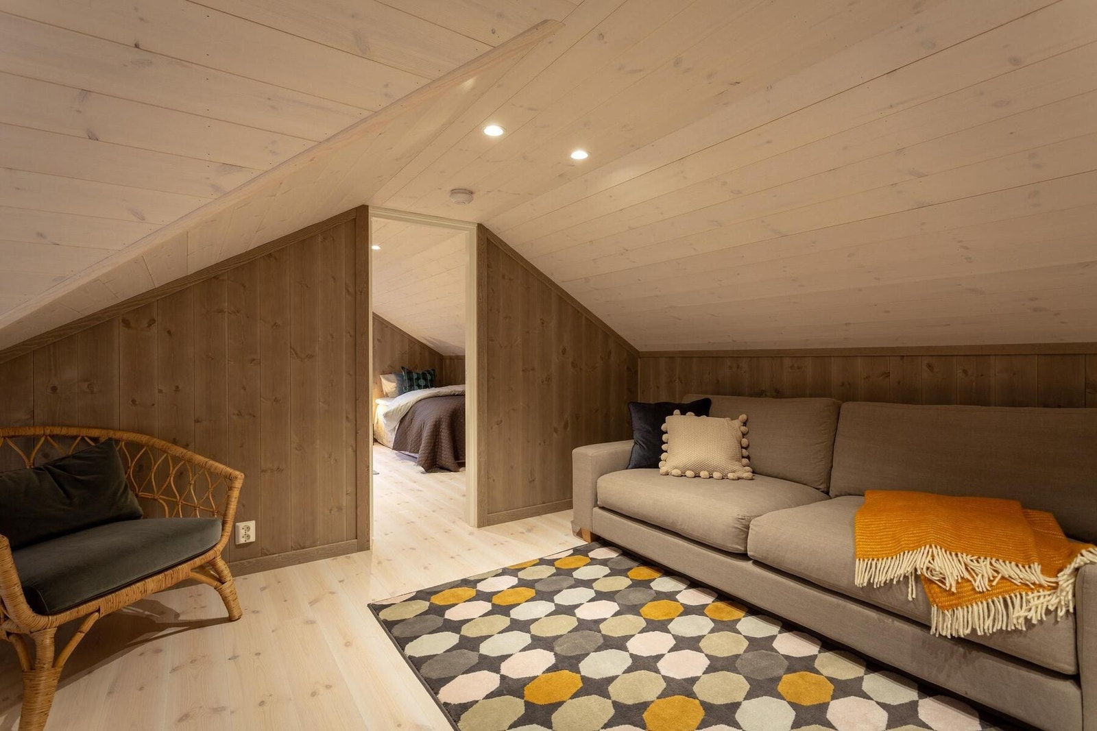 Hemsen er inndelt i 3 hemsrom og har et gulvareal på 44m2. Foto fra vår visningshytte på Hellerudsletta. Galleribilde