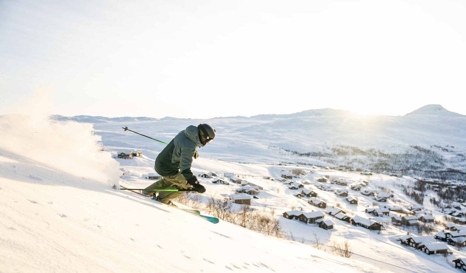 Fra alpinsenteret kan du skli inn til hyttedøra om du ønsker Galleribilde