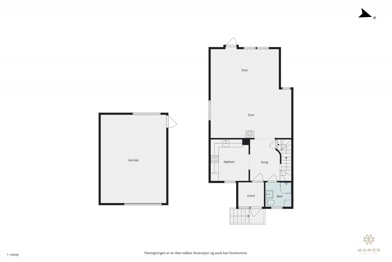 Plantegning 1. etasje Galleribilde