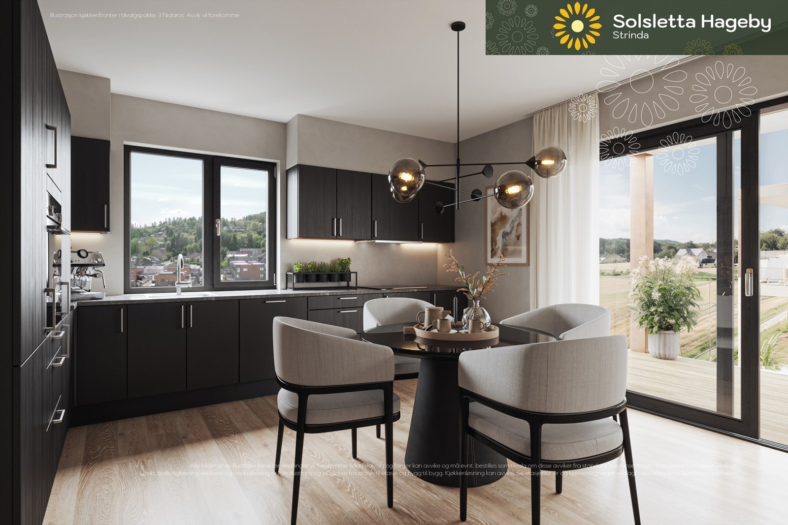 Illustrasjon av kjøkken. Se neste bilde for leilighetens kjøkkentegning Galleribilde