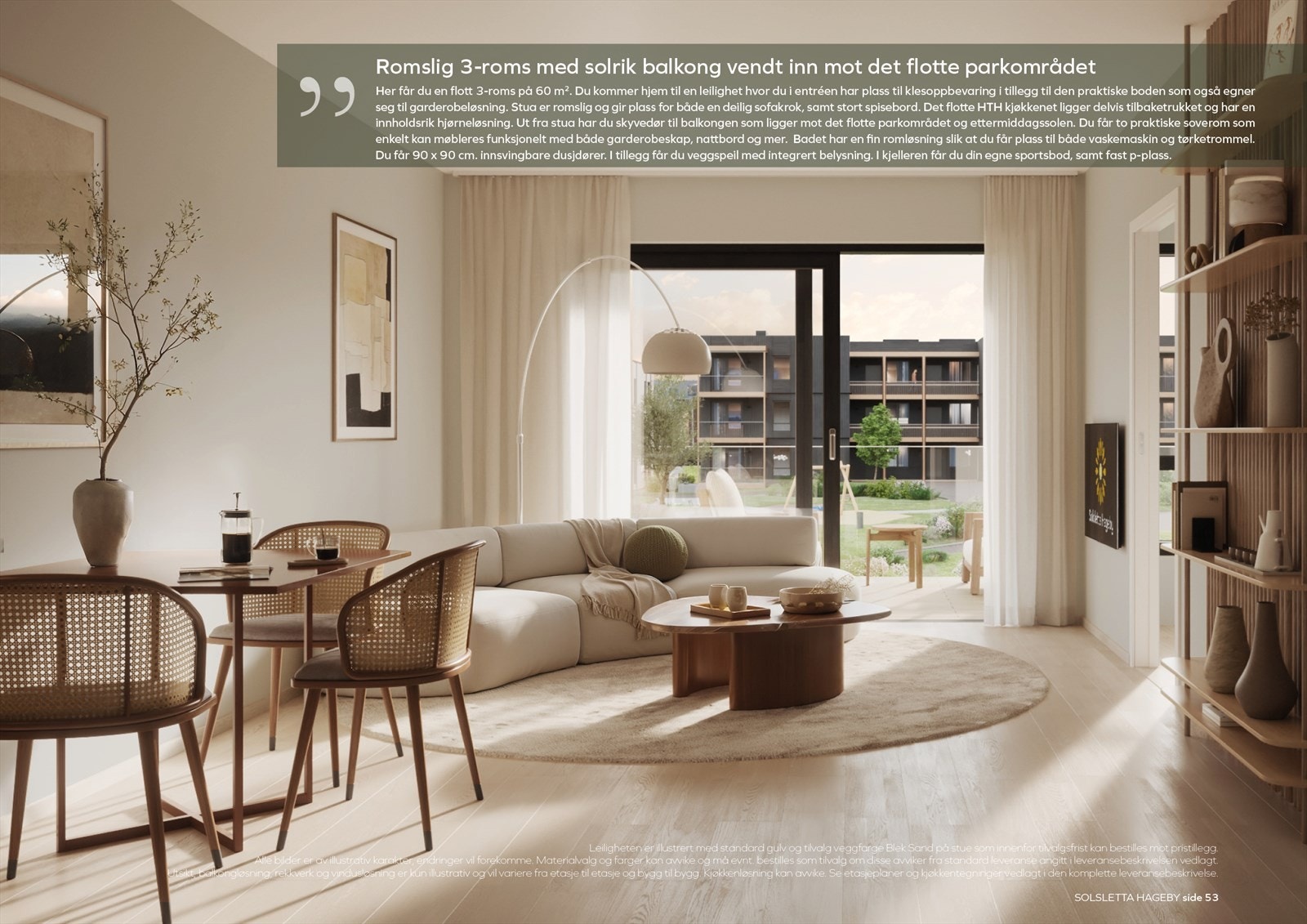 Leiligheten har et delikat Bjelin Misty white 1-stavs parkett gulv, det er gjort tilvalg på kjøkken og ikke minst flis på baderom Galleribilde