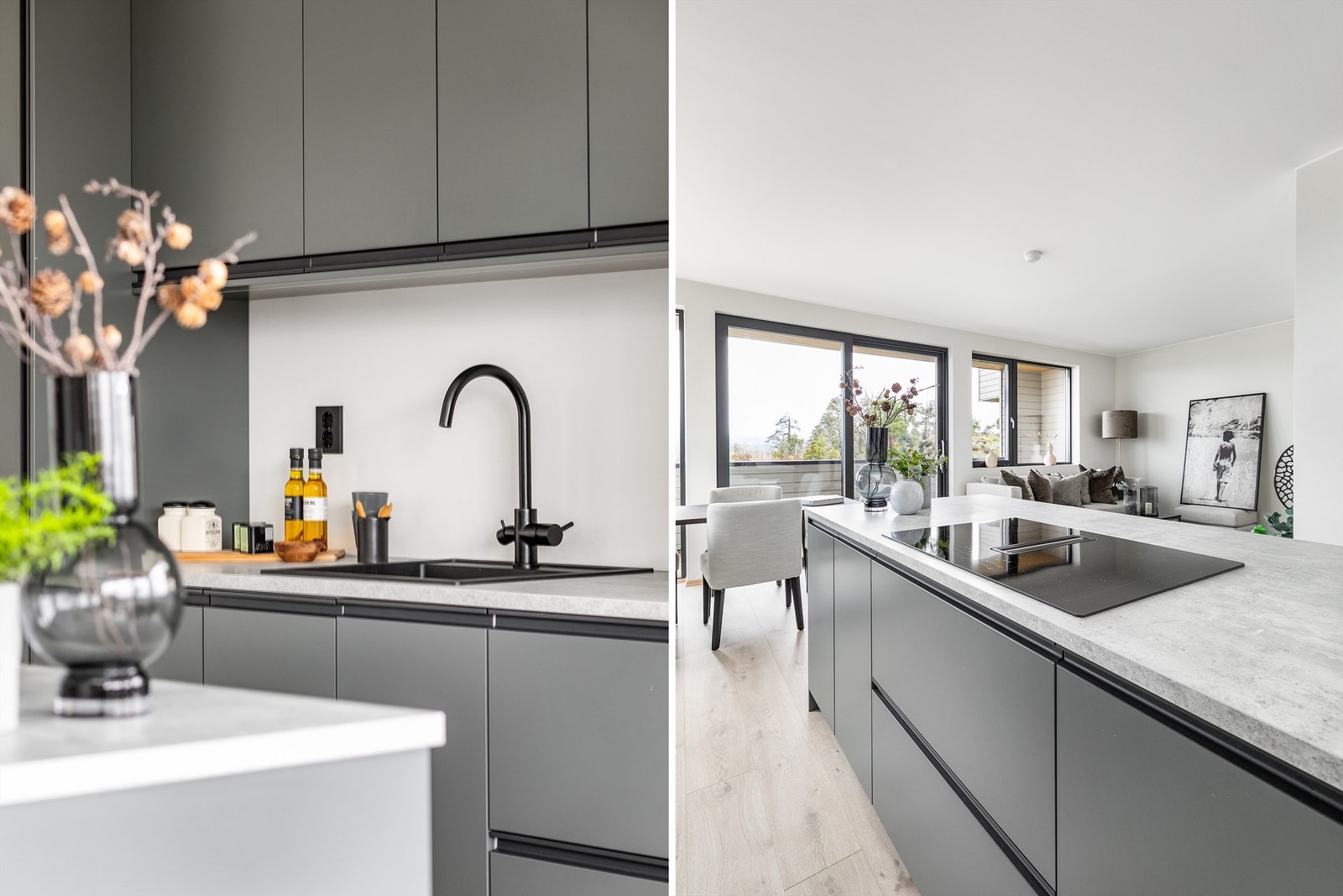 Kjøkkenet er allerede utstyrt med integrerte hvitevarer. Galleribilde