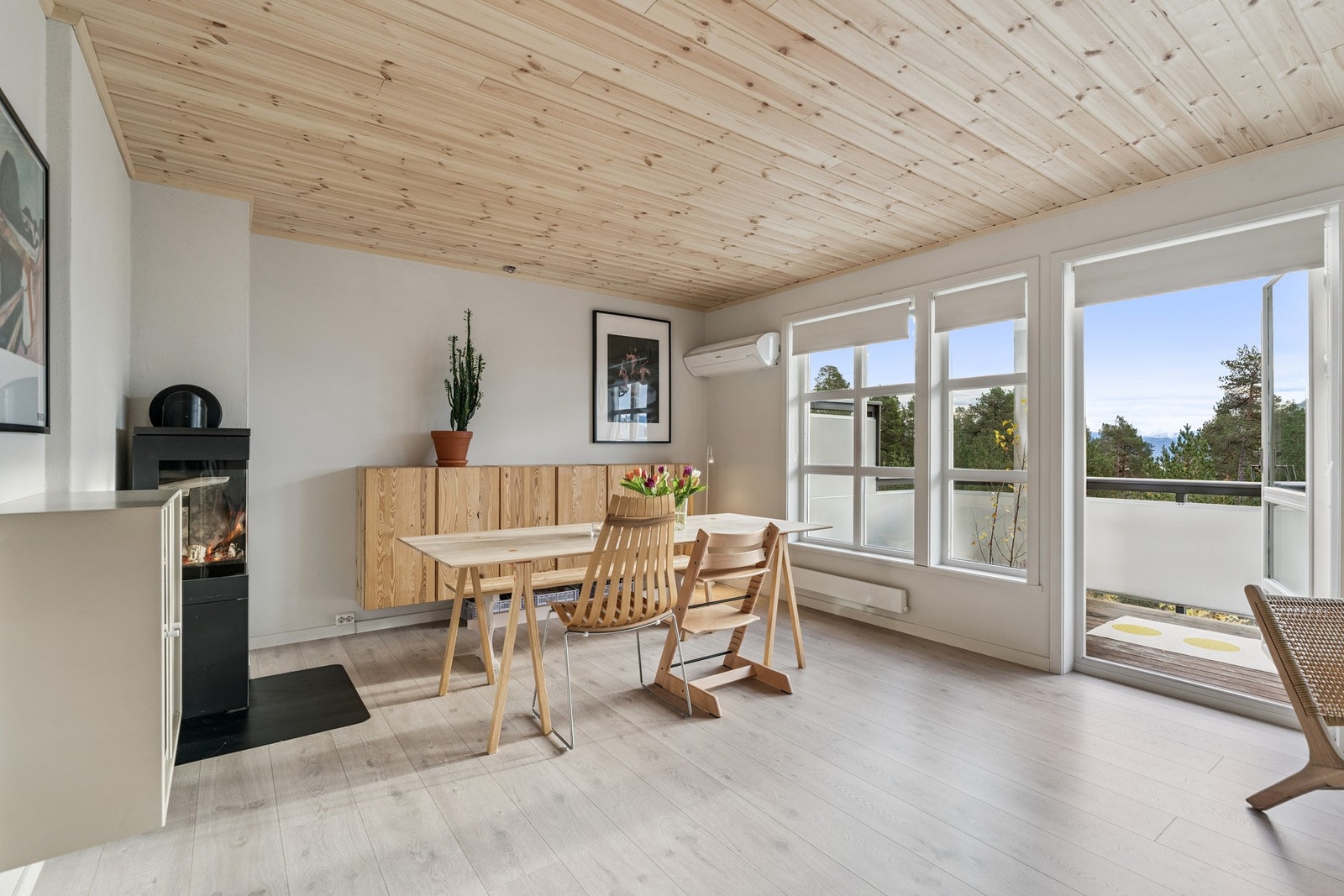 På stue har man både vedovn og varmepumpe Galleribilde