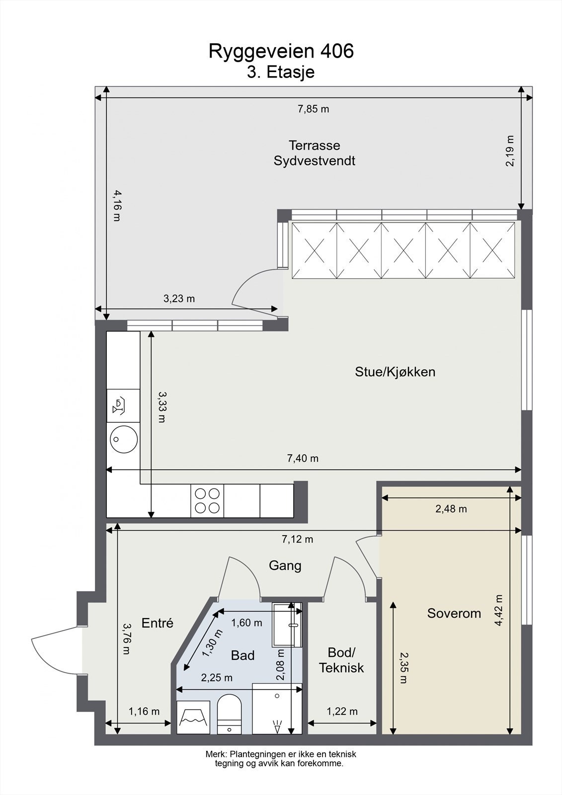 Plantegning 3. etasje. Galleribilde