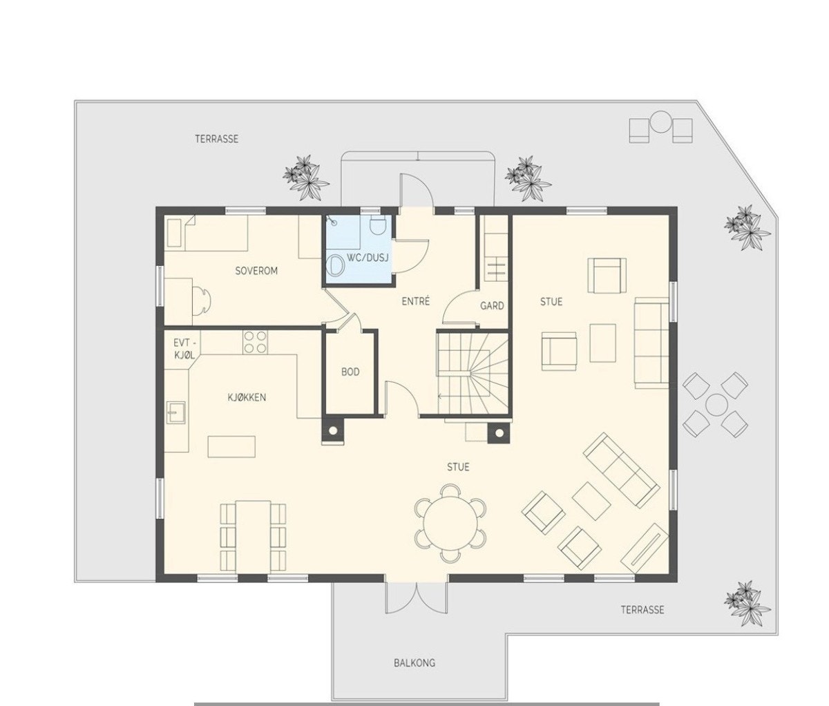 Plantegning 1 etg Galleribilde