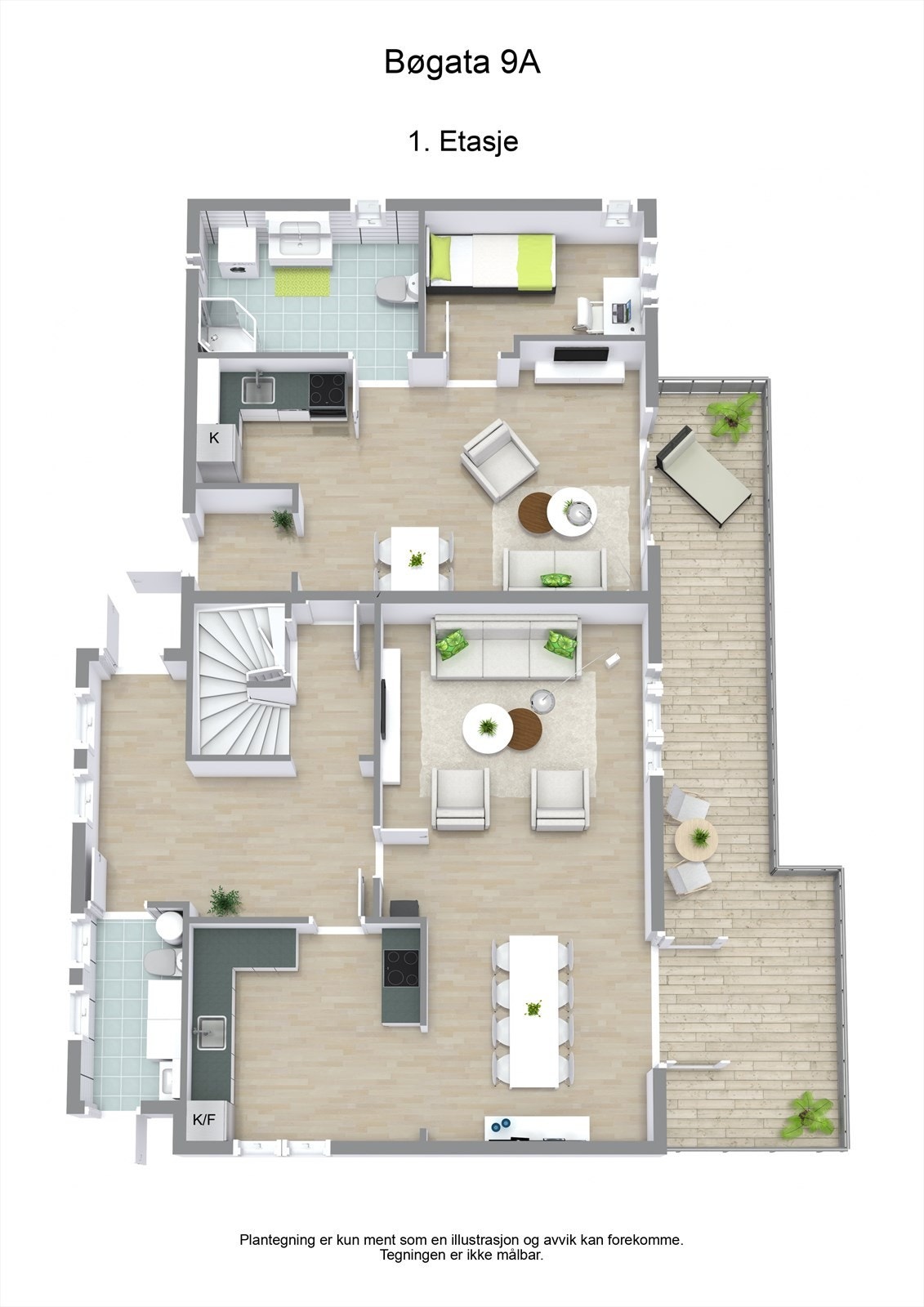 3 D plantegning hovedetasje Galleribilde