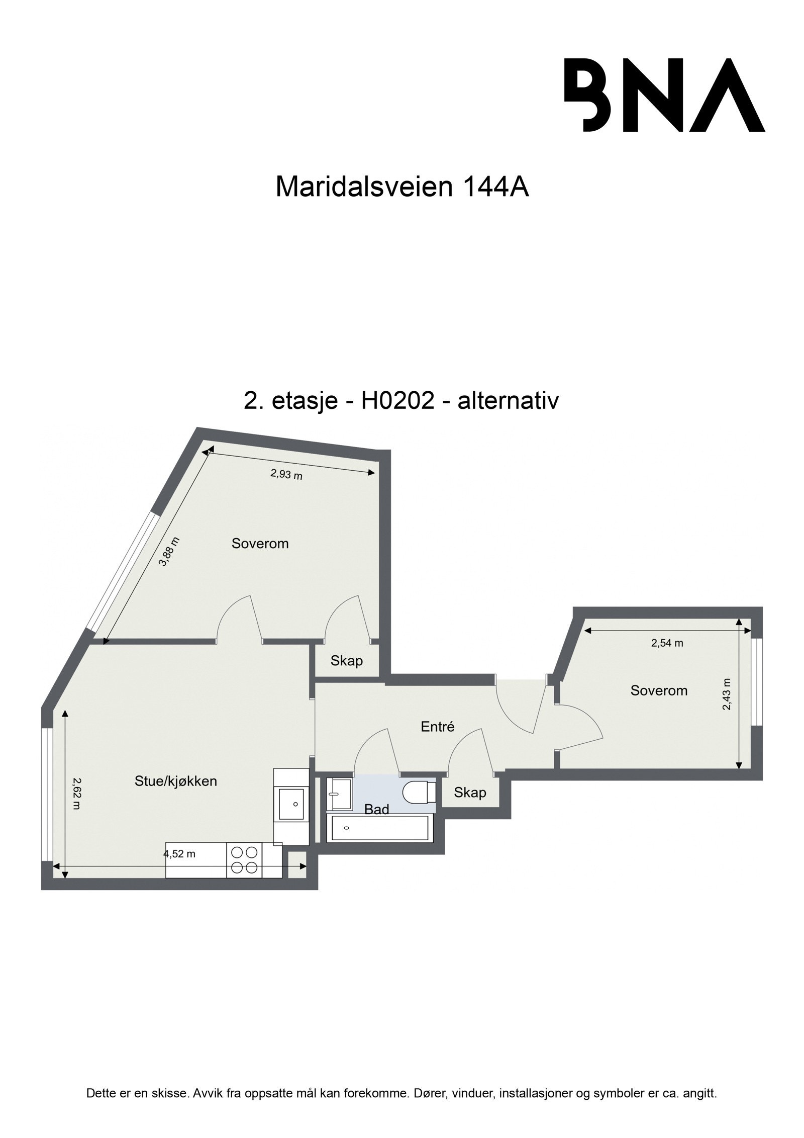 Alternativ plantegning. Det er ikke undersøkt gjennomførbarheten rundt de alternative planløsningene. Interessenter bør undersøke dette grundig med fagfolk, før man iverksetter tiltak Galleribilde