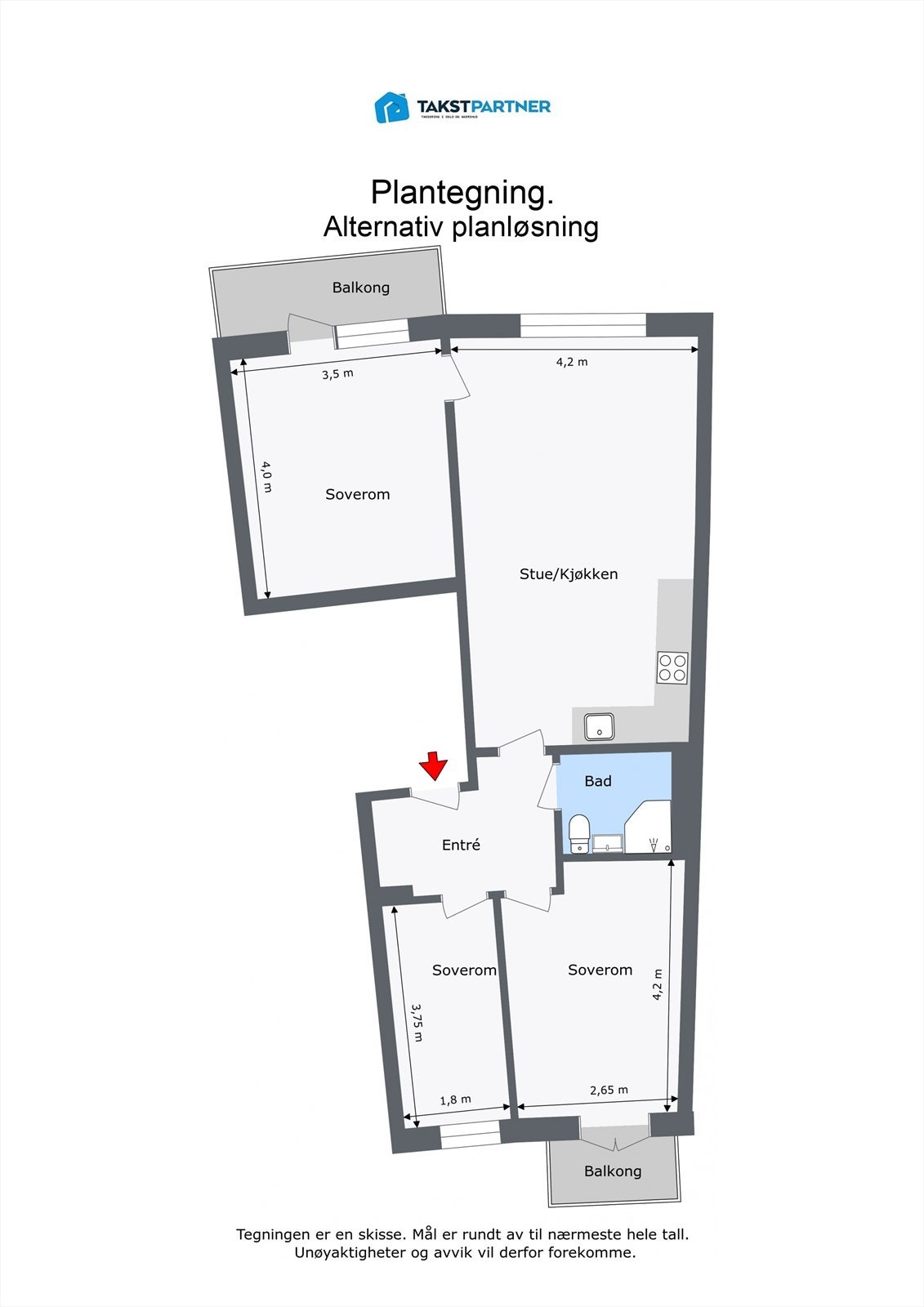 Alternativ planløsning, endringer i nåværende planløsninger er kjøpers fulle ansvar. Galleribilde