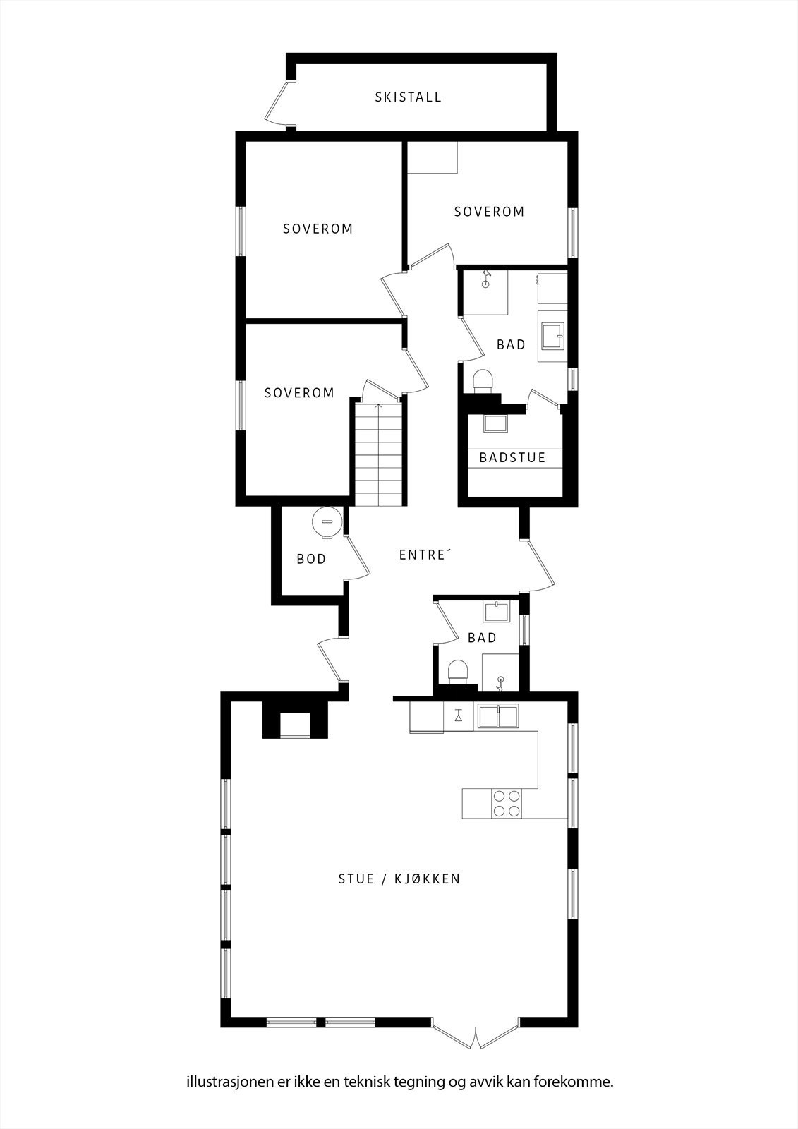 Svært bra løsning og innhold. Smart skille mellom soveavdeling og oppholdsrom. Fin hyttelogistikk. Galleribilde