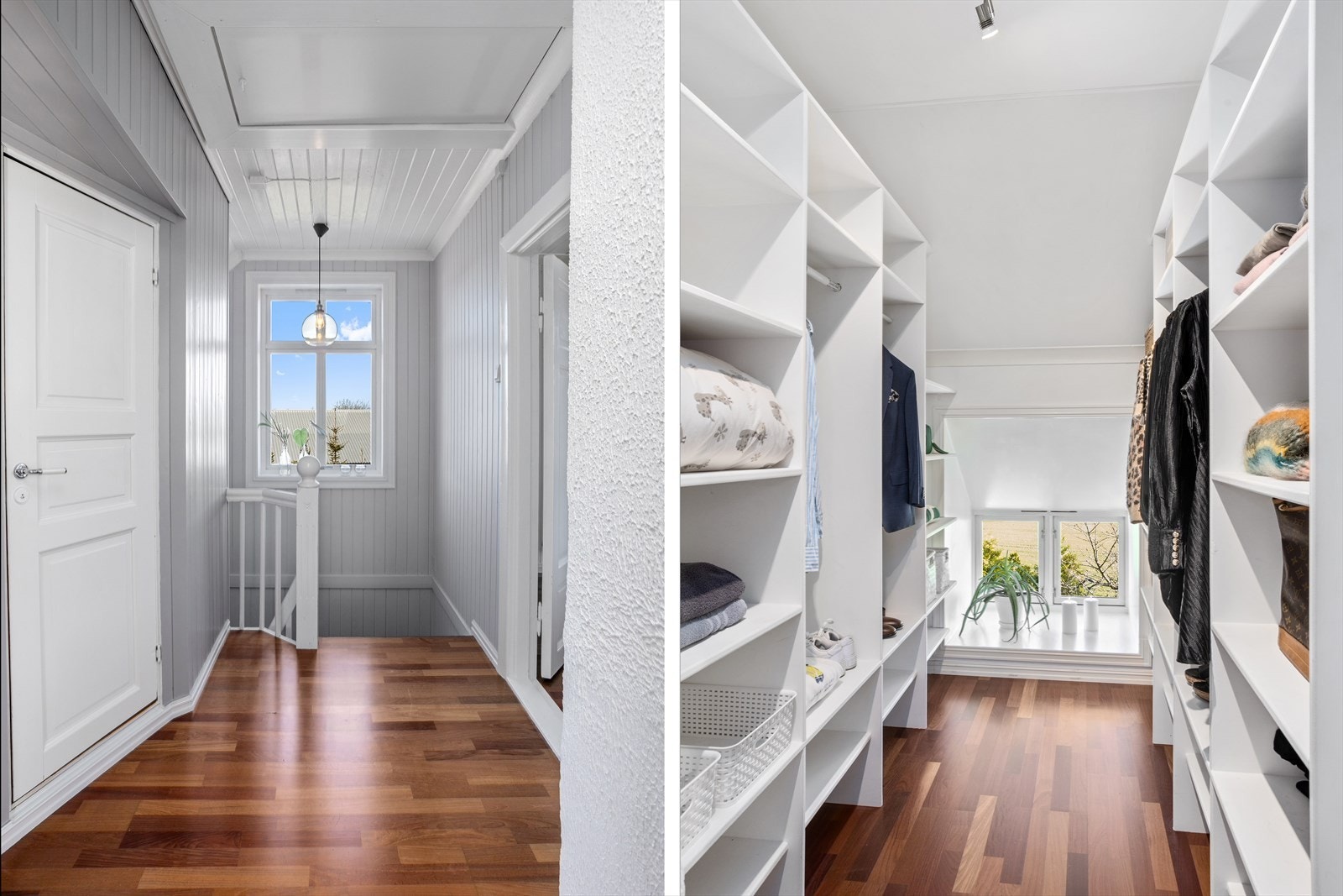 Gang i 2. etasje og Walk in Closet tilknyttet et av soverommene. Galleribilde