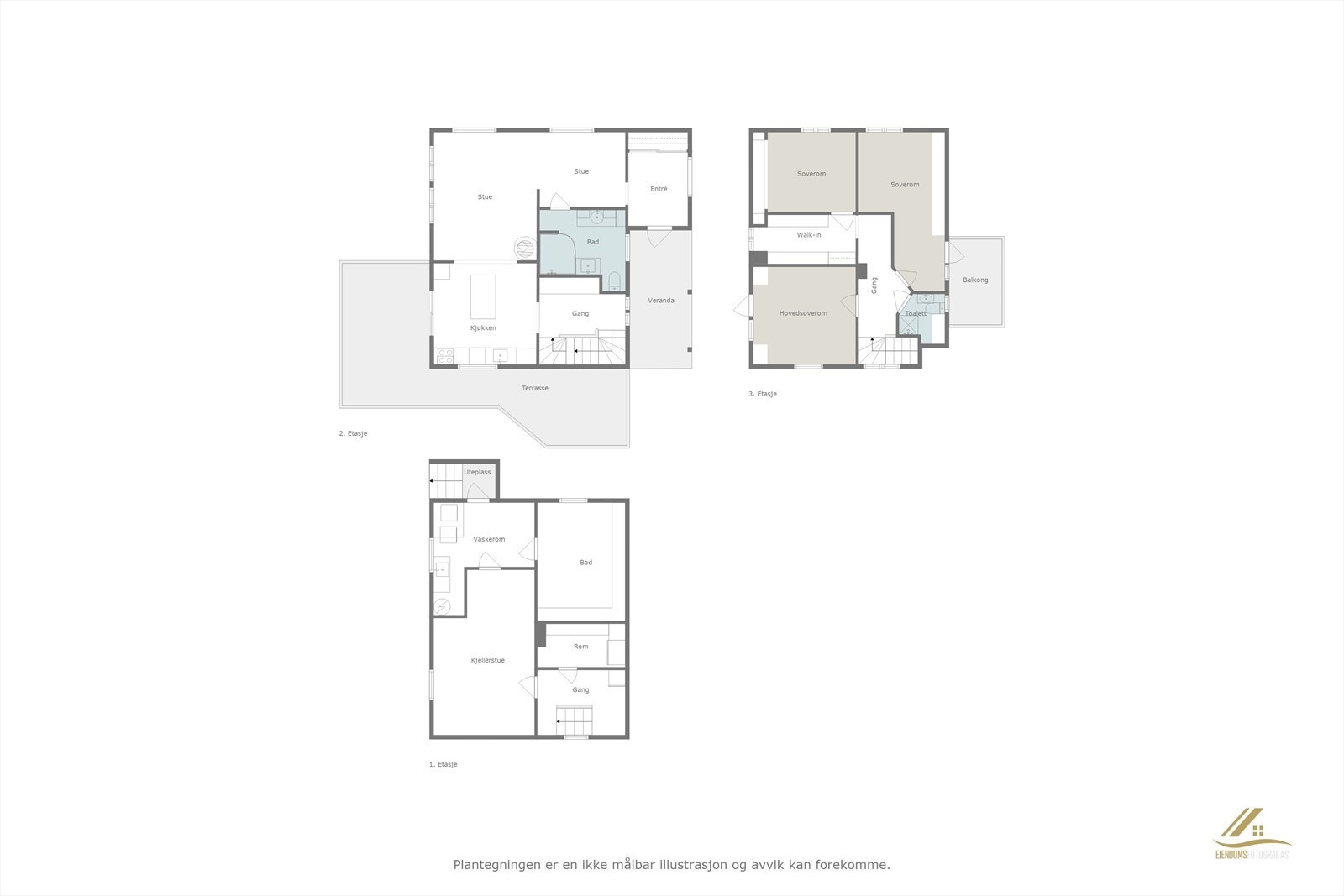 Plantegning alle etasjer. Galleribilde