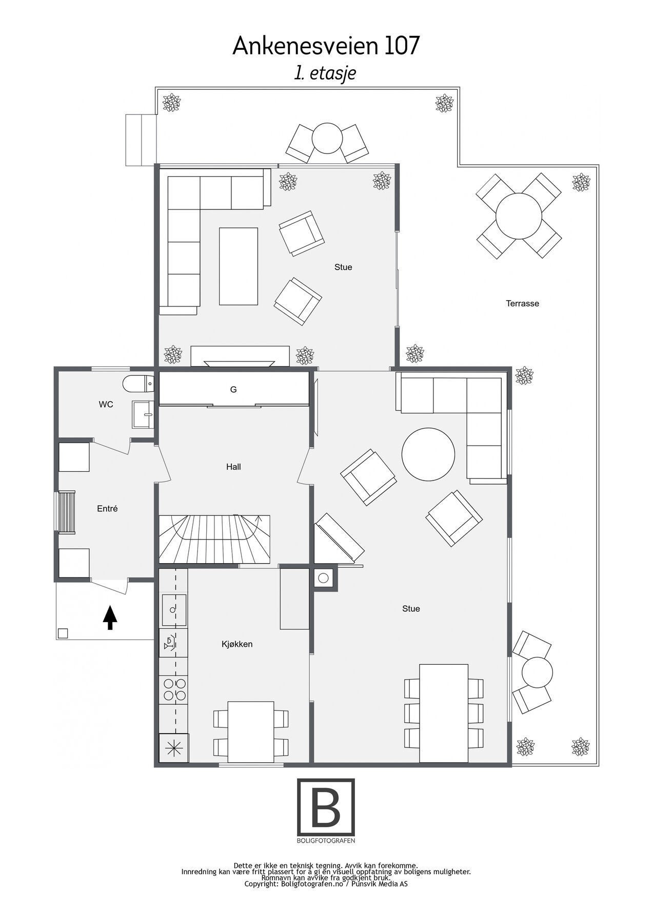 Plantegning 1. etasje Galleribilde