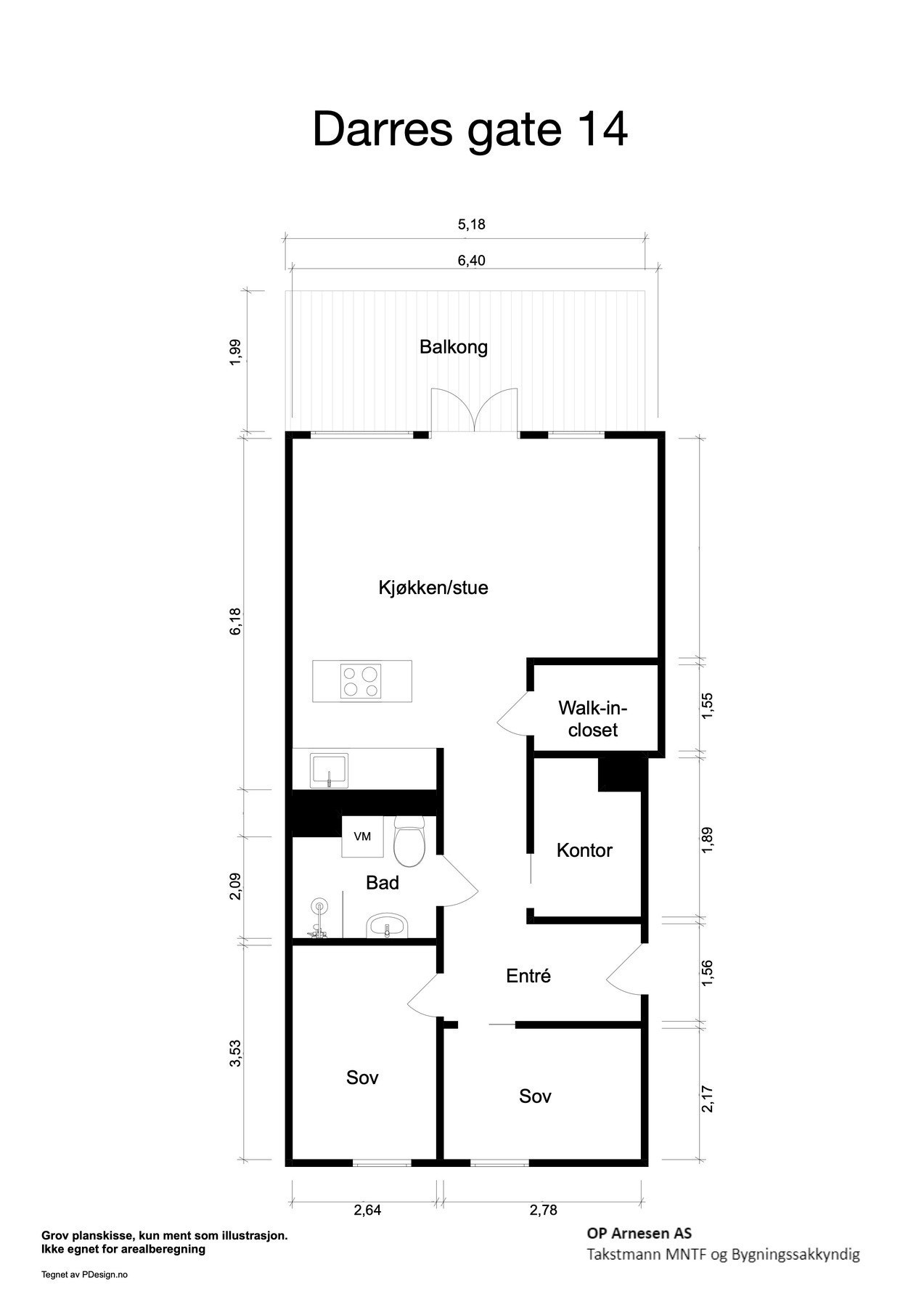 Plantegning med mål. Galleribilde