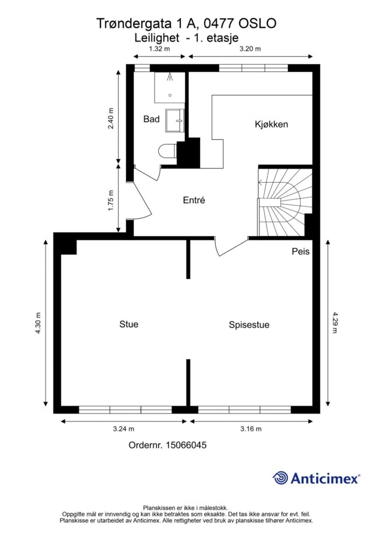 Plantegning 1.etasje mål Galleribilde
