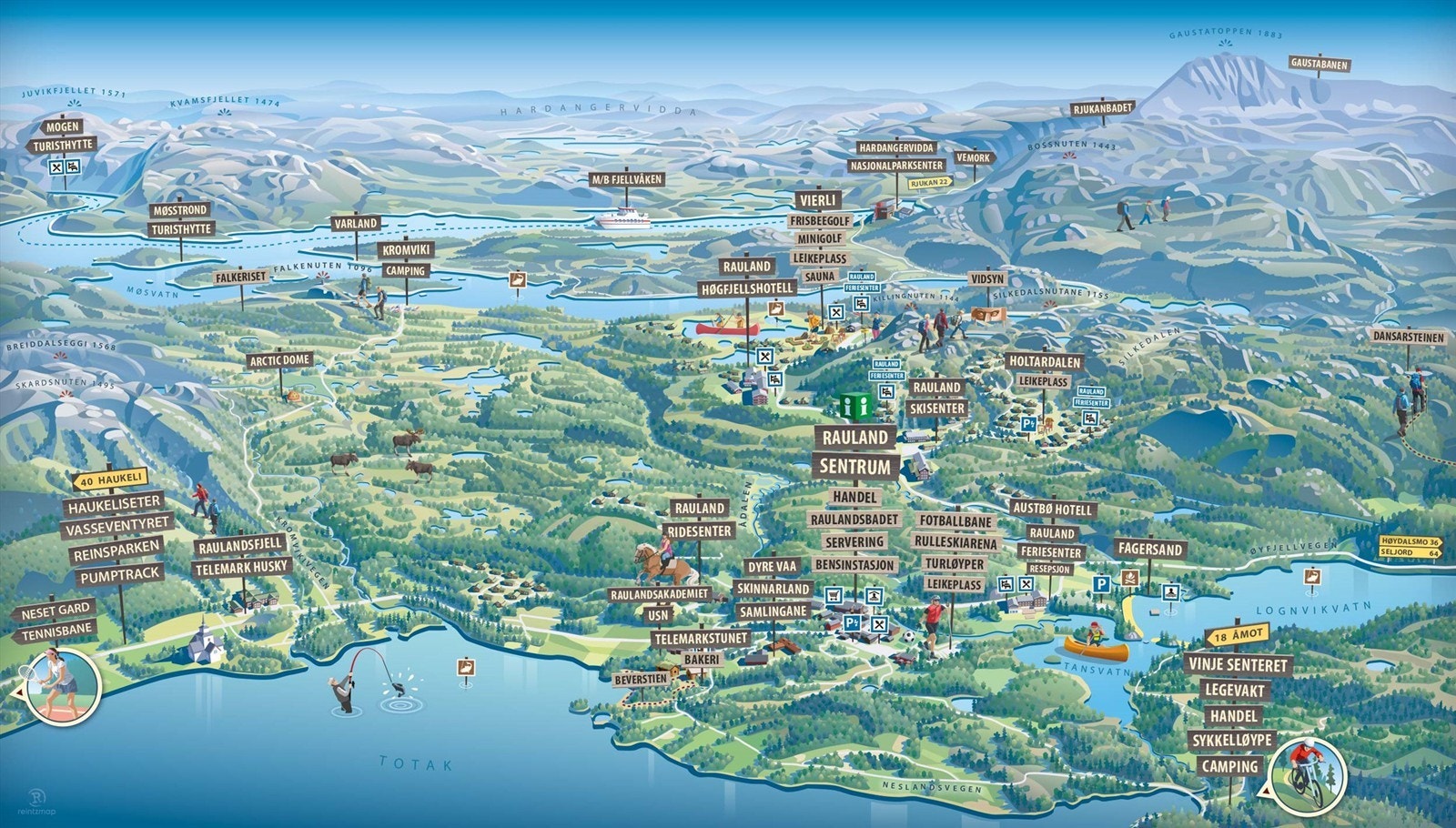 Kart over Rauland. Hentet fra www.visitrauland.com Galleribilde