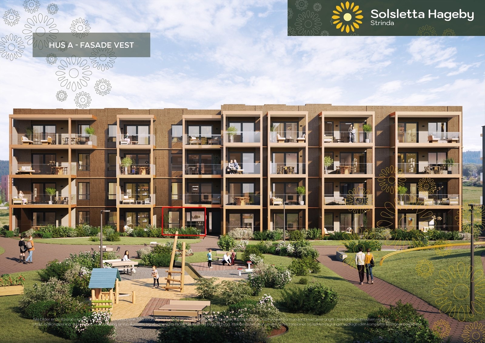 Leiligheten ligger fint vendt inn mot flott parkmessig opparbeidet tun. Bygg A er en del av trinn 1 på det populære prosjektet Solsletta Hageby. Bygget har forventet ferdigstillelse i april-mai 2026 Galleribilde