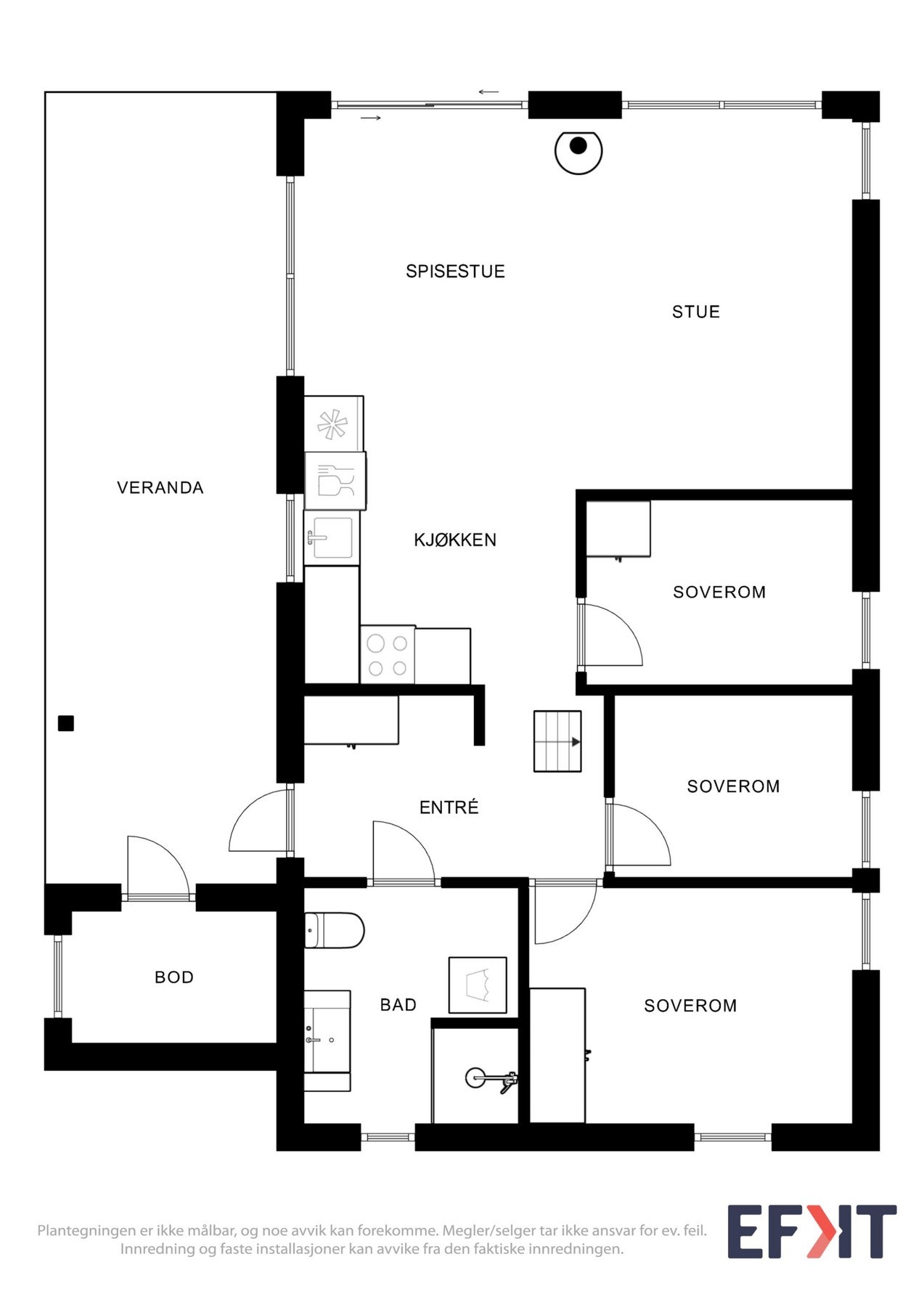 Plantegning som viser hyttens planløsning. Galleribilde