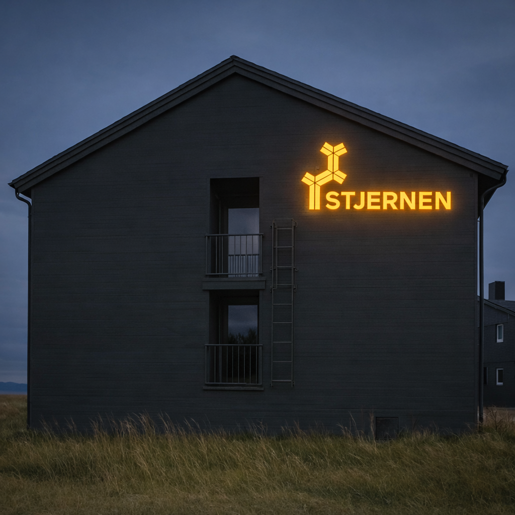 Opplyst profilskilt på fasade Galleribilde