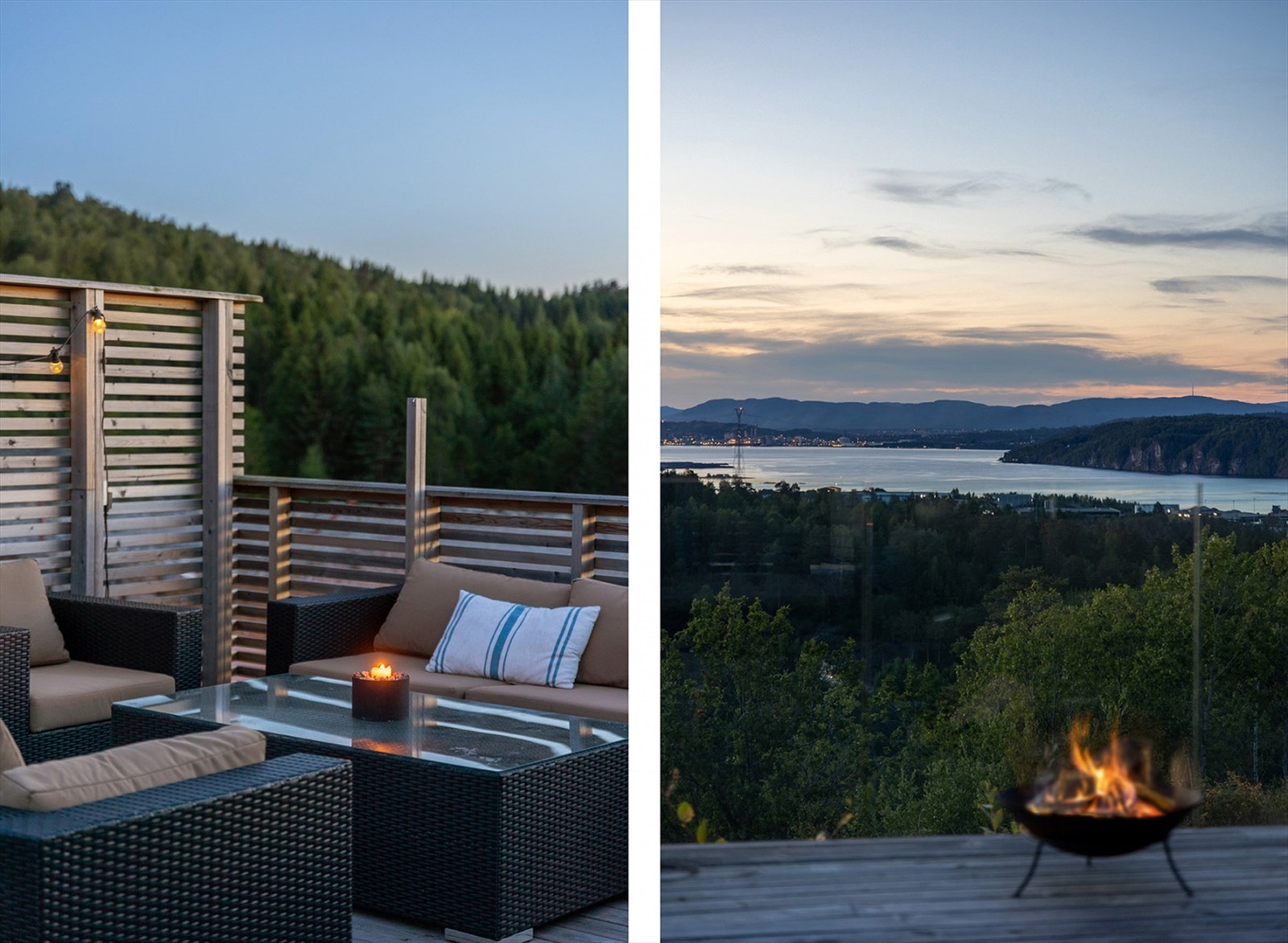 Kombinasjonen av utsikt og romslighet gjør terrassen til en av boligens fremste kvaliteter. Galleribilde