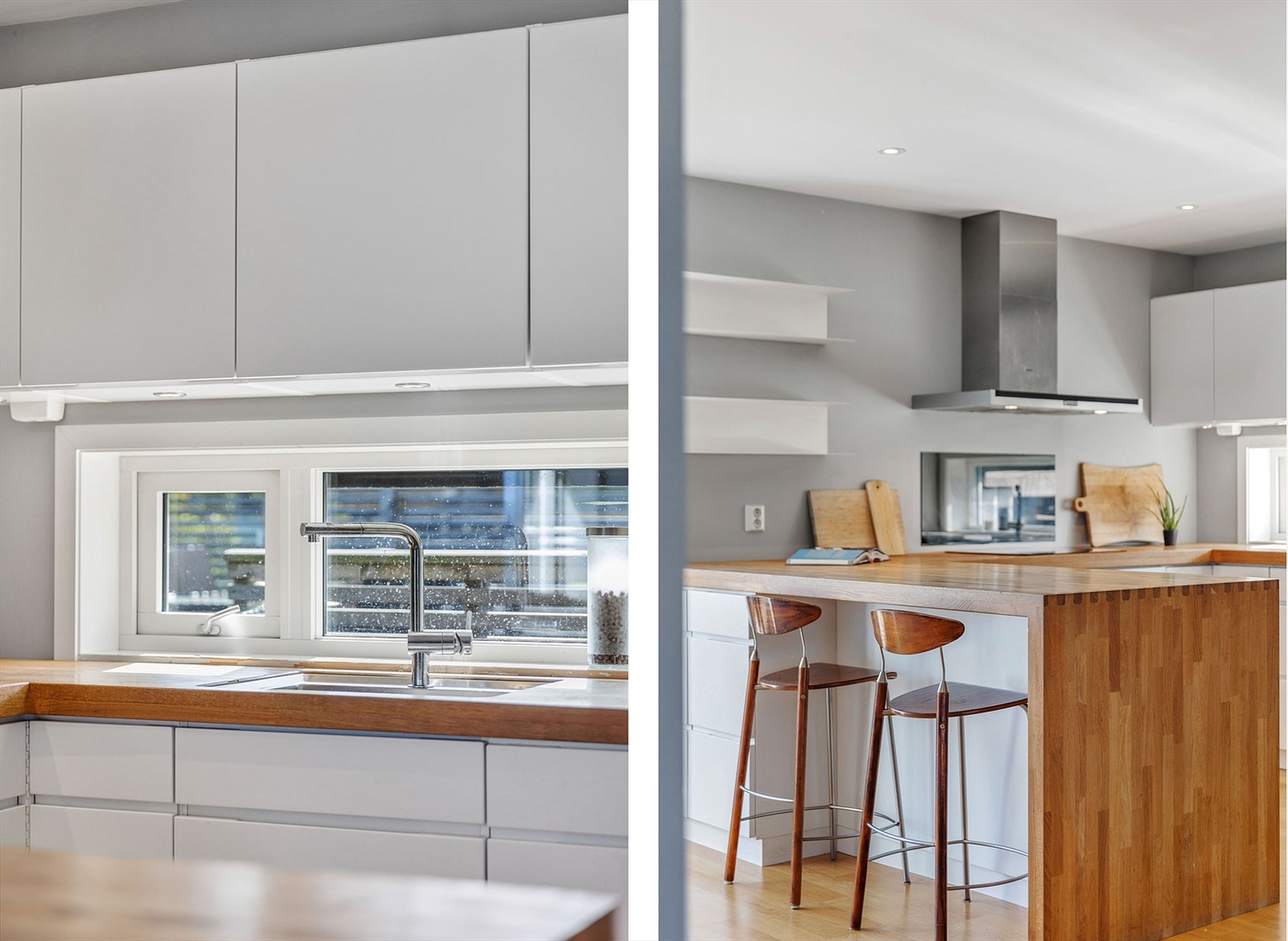 Vindusfeltet mellom benk og overskap gir godt med naturlig arbeidslys. Galleribilde