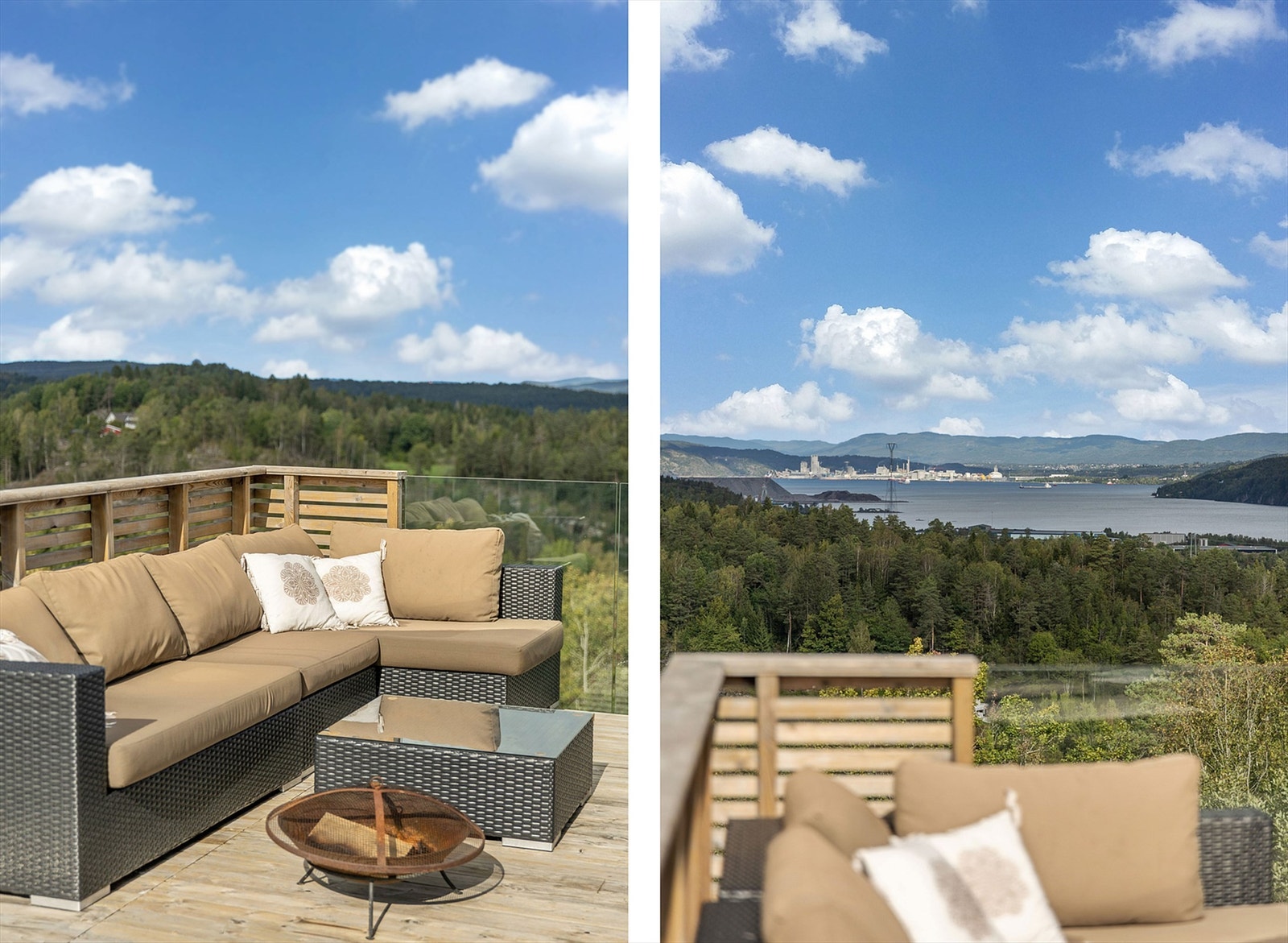 Glassrekkverket sørger for at utsikten mot fjorden er uforstyrret. Galleribilde