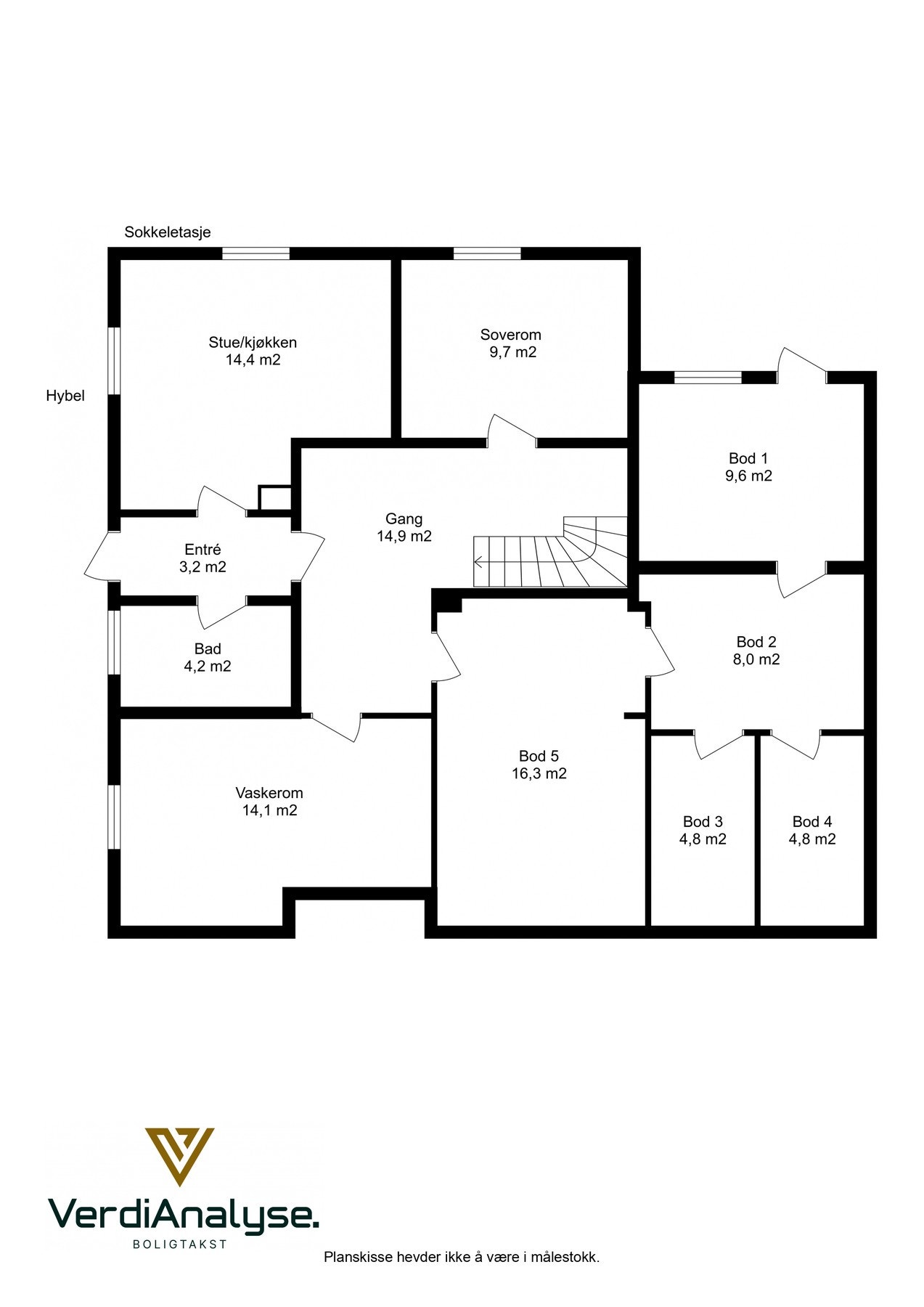 Planskisse sokkeletasje. Galleribilde