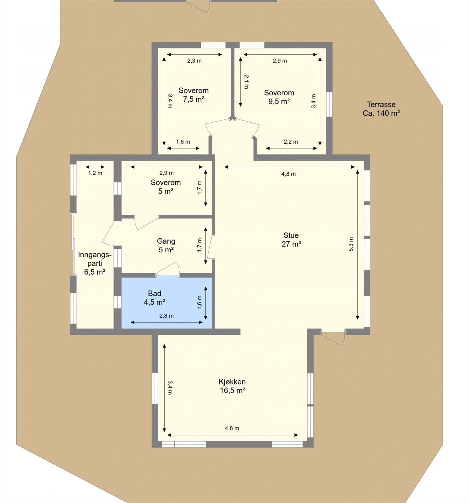 Planskisse hytte. Galleribilde